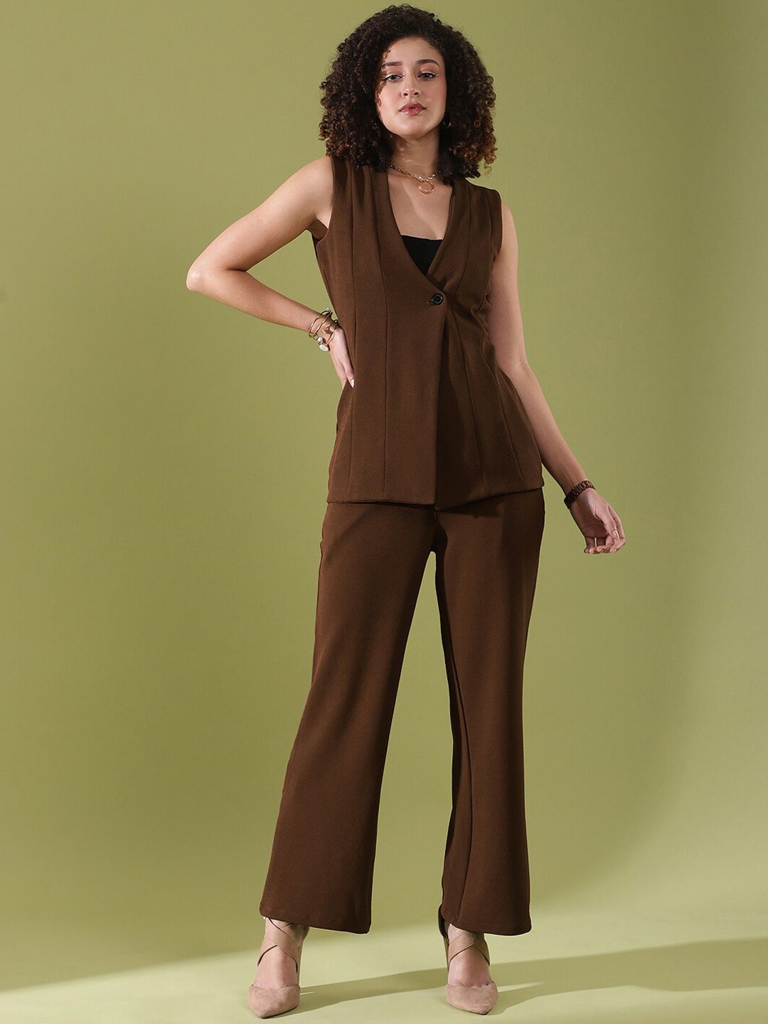 Selvia V- Neck Top & Flared Trouser Co-Ords