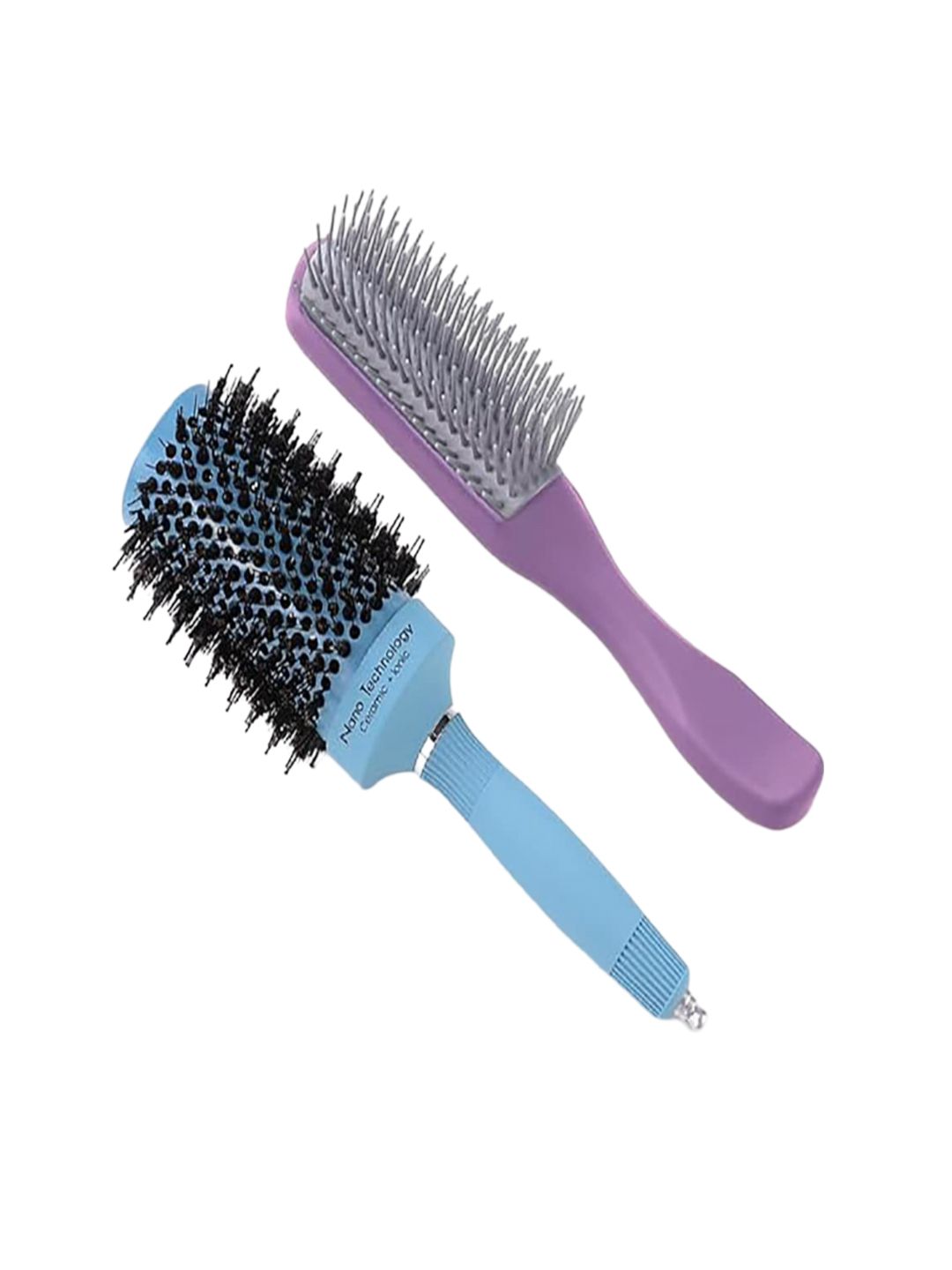 Kuber Industries Set of Bristles Brush & Paddle Hair Brush - Purple & Blue
