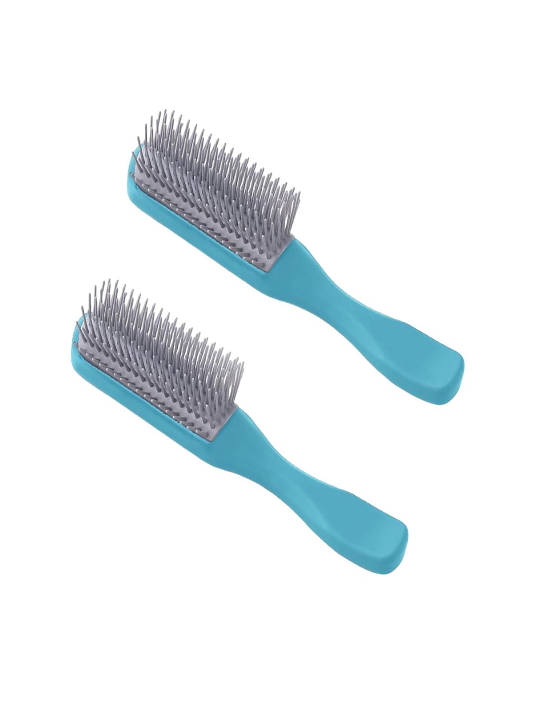 Kuber Industries Set Of 2 Flexible Bristles Paddle Hair Brush - Blue