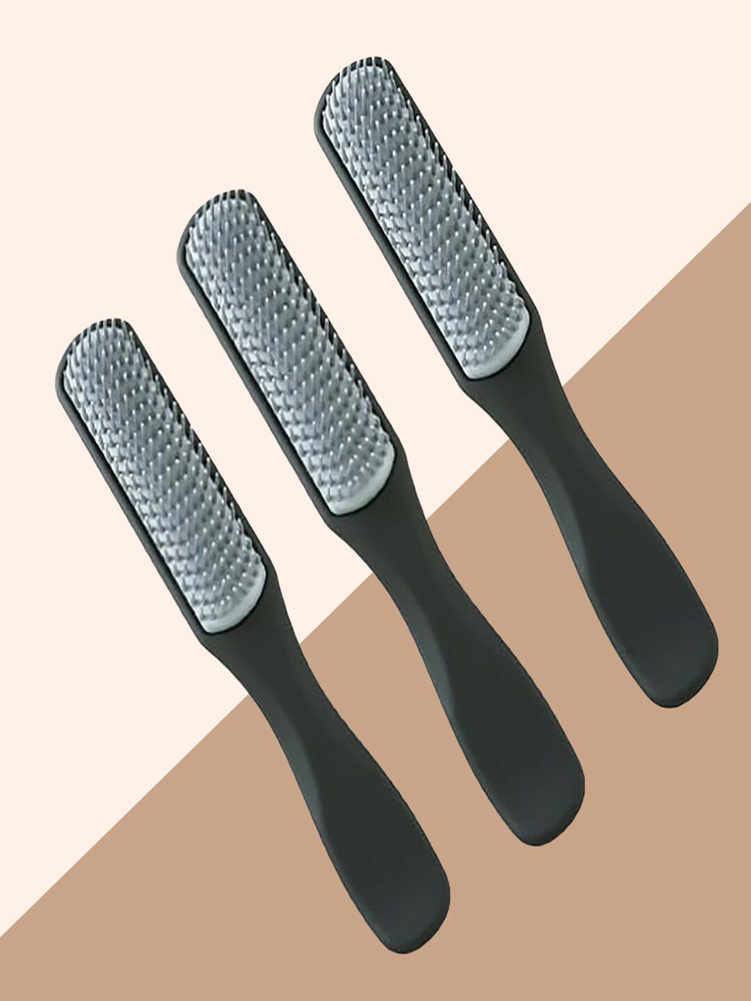 Kuber Industries Set Of 3 Flexible Bristles Paddle Hair Brush - Black