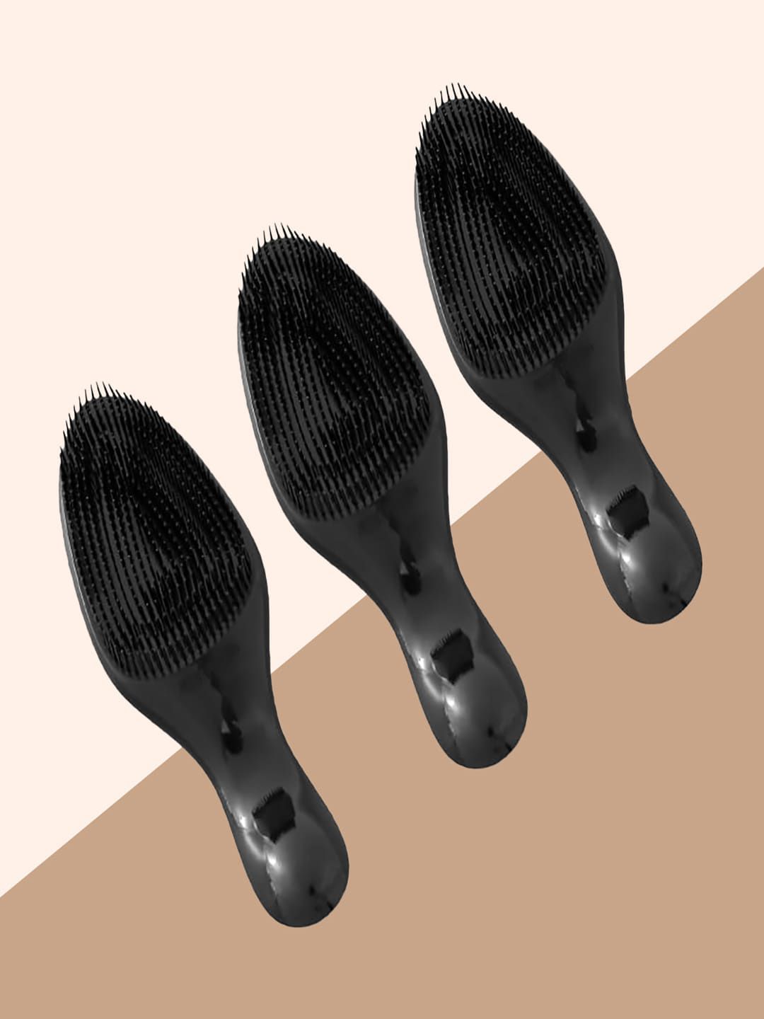 Kuber Industries Set of 3 Detangle Flexible Bristles Hair Brush - Cream-Coloured