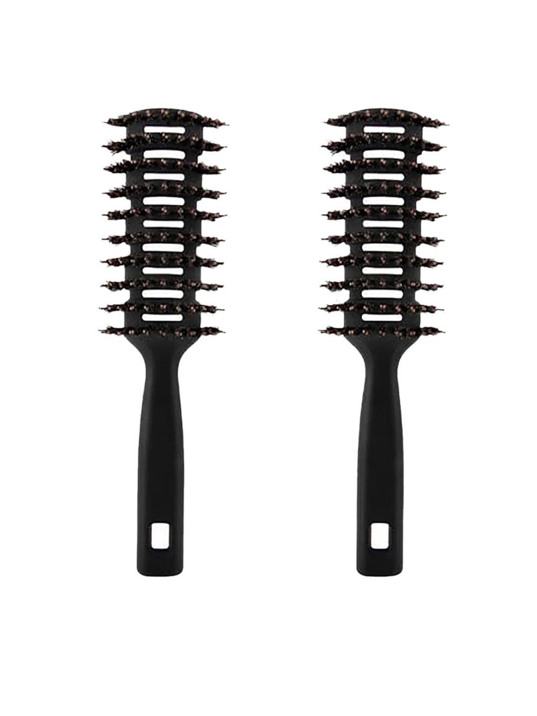 Kuber Industries Set of 2 Flexible Bristles Vent Hair Brush for Quick Drying - Black