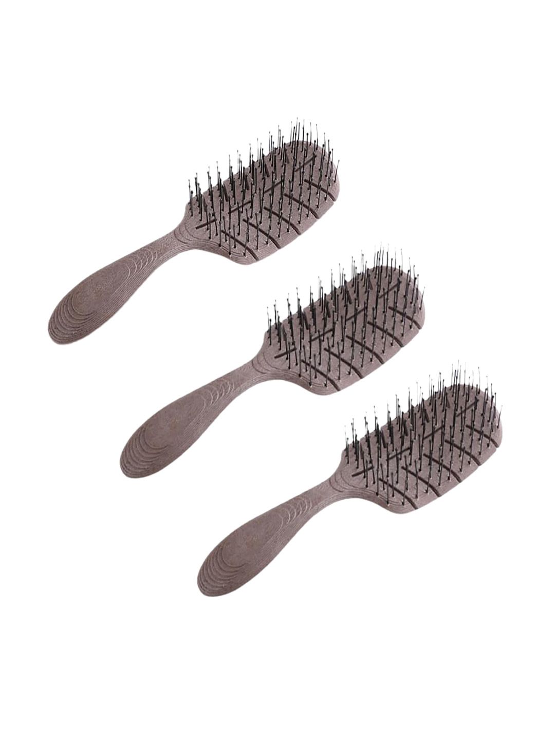 Kuber Industries Set of 3 Leaf Flexible Bristles Hair Brush With Paddle
