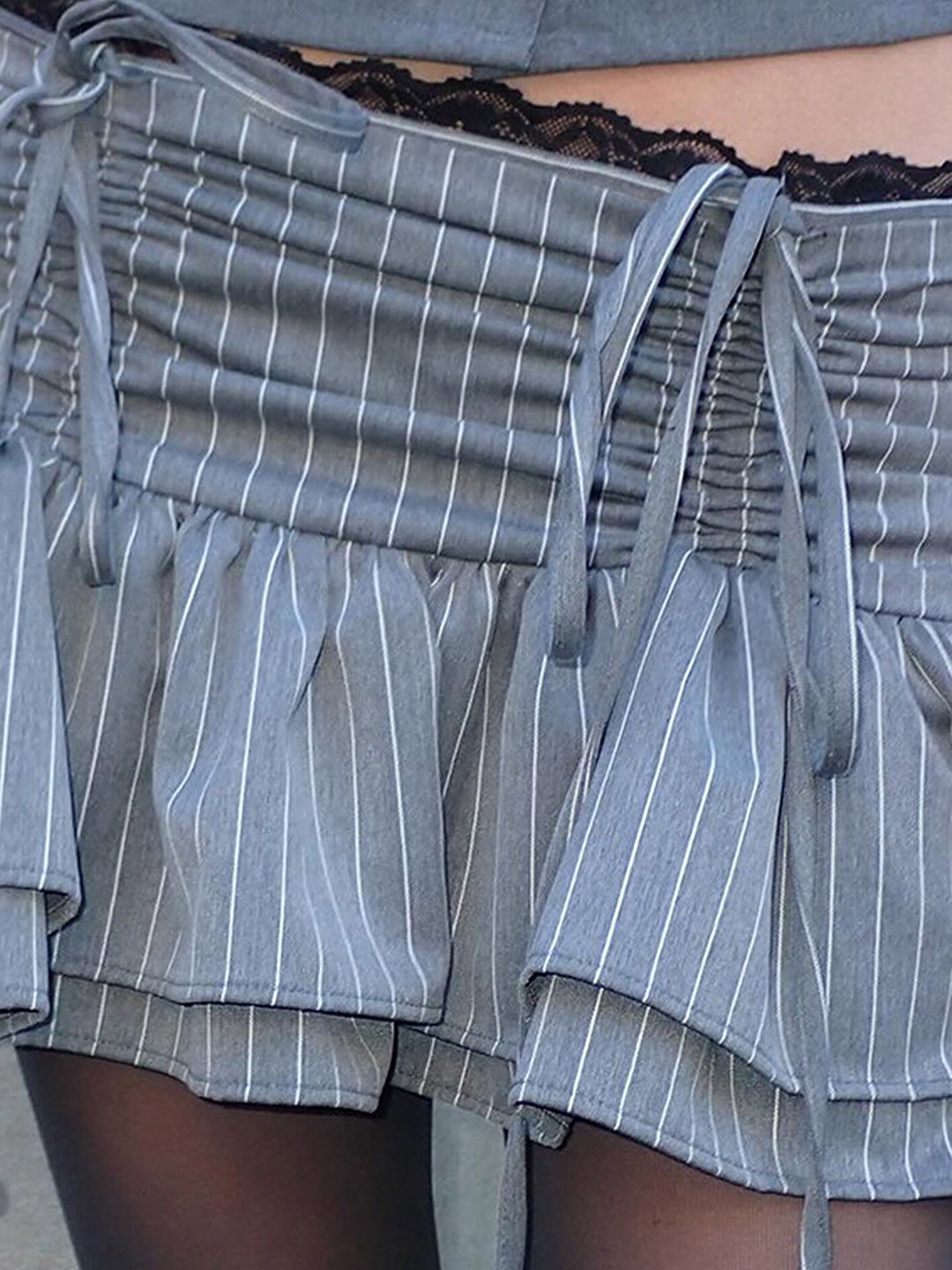 LULU & SKY Striped Flounce Mini Skirt