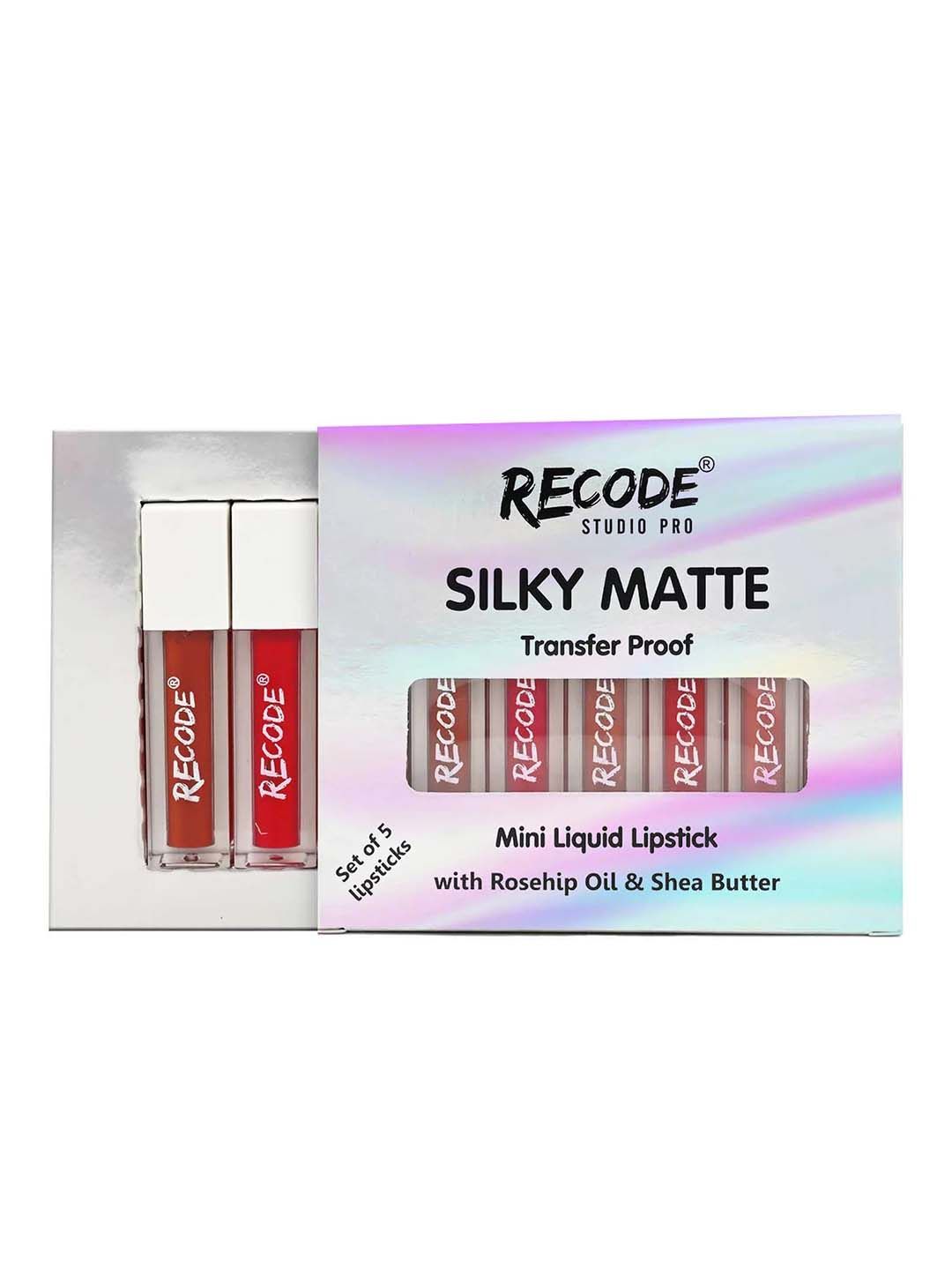 Recode 5Pcs Silky Matte Mini Liquid Lipsticks - 1.25ml each - Shades 03-04-07-08-10