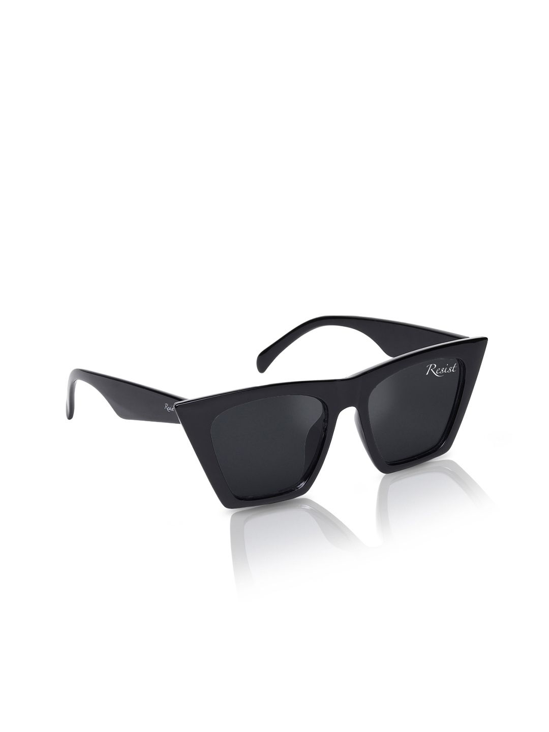 RESIST EYEWEAR Unisex Cateye Sunglasses with UV Protected Lens GLAM BLACK BLACK1