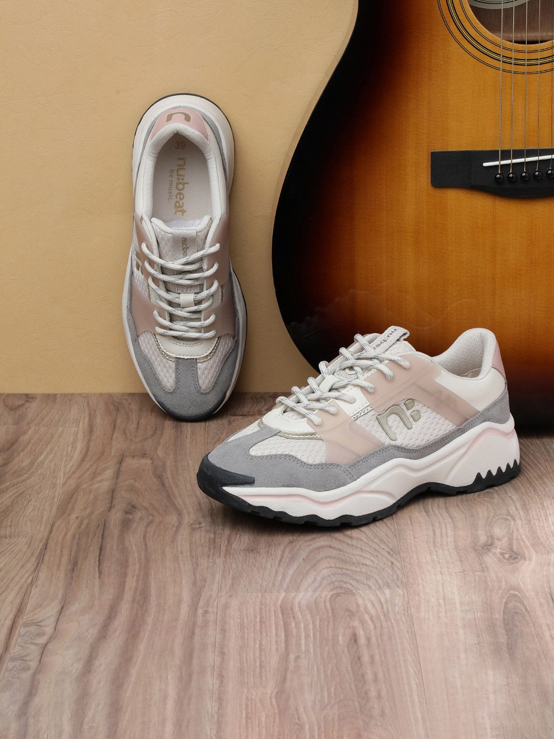 nubeat GROOVESTAR Beige Leather Sneakers