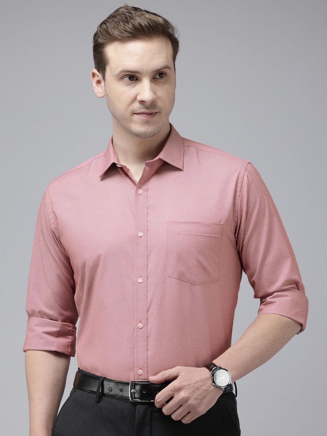 Park Avenue Self Design Slim Fit Textured Formal Shirt