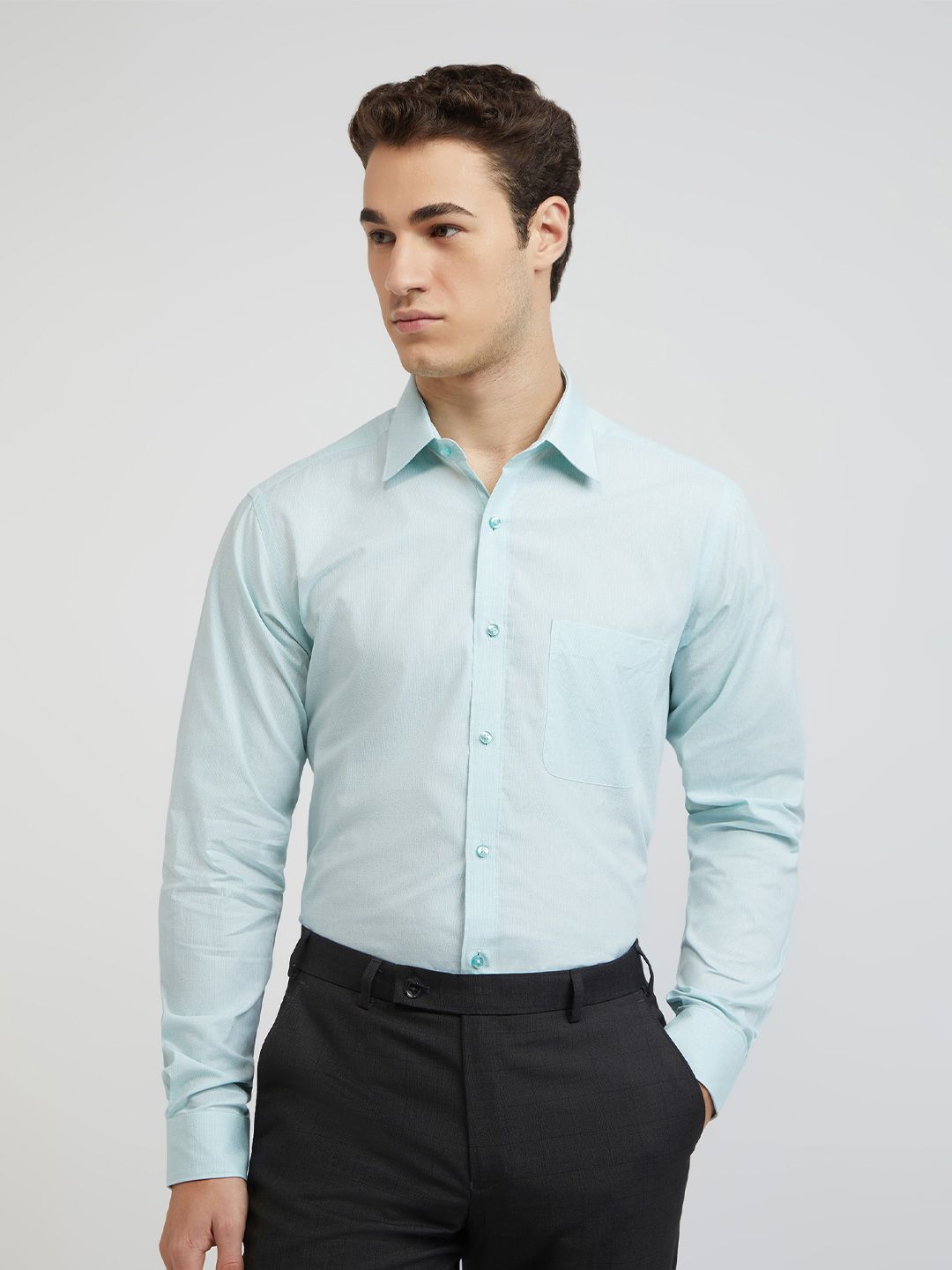 Raymond Self Design Slim Fit Pure Cotton Formal Shirt