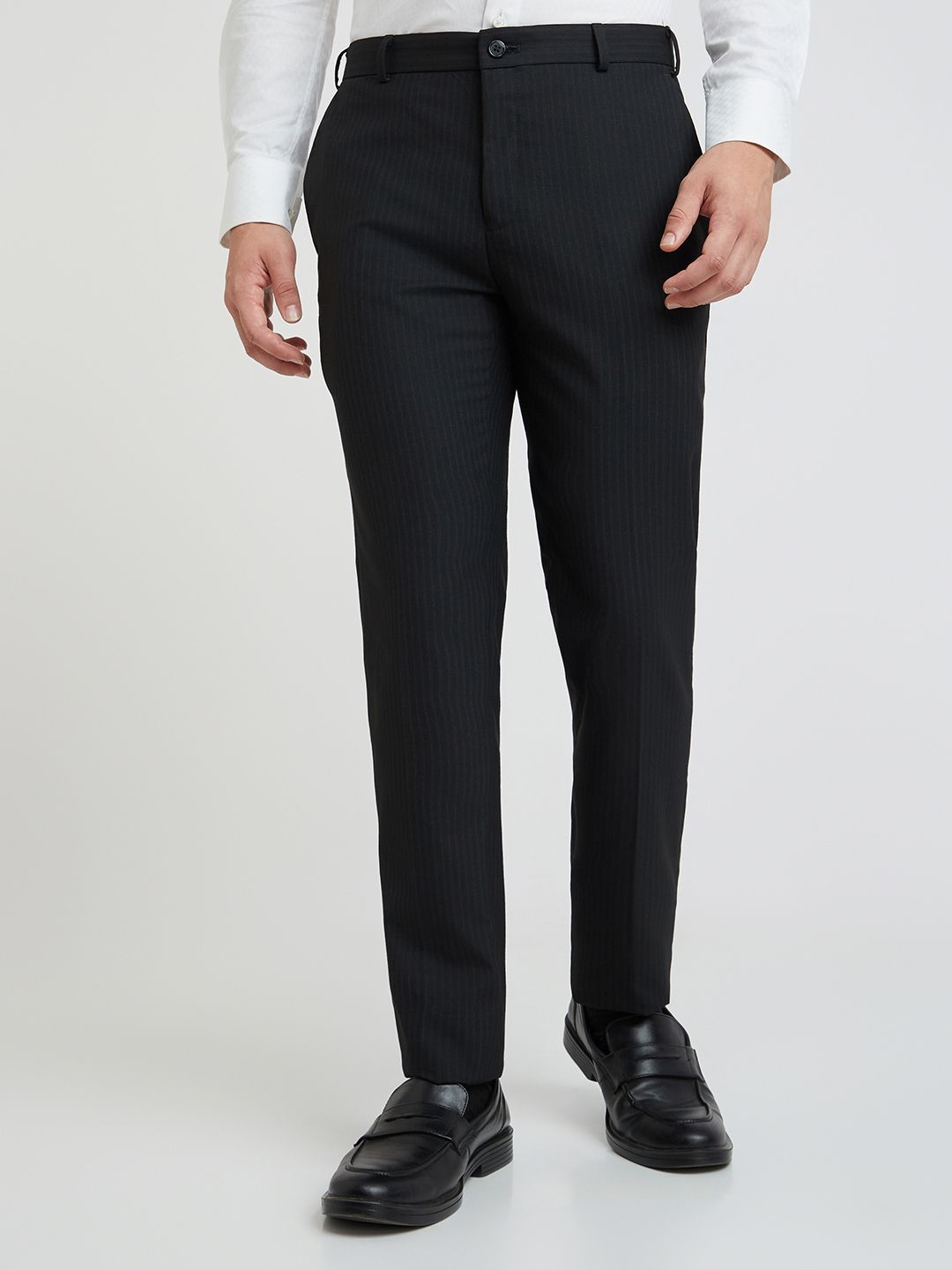 Raymond Men Striped Slim Fit Formal Trousers