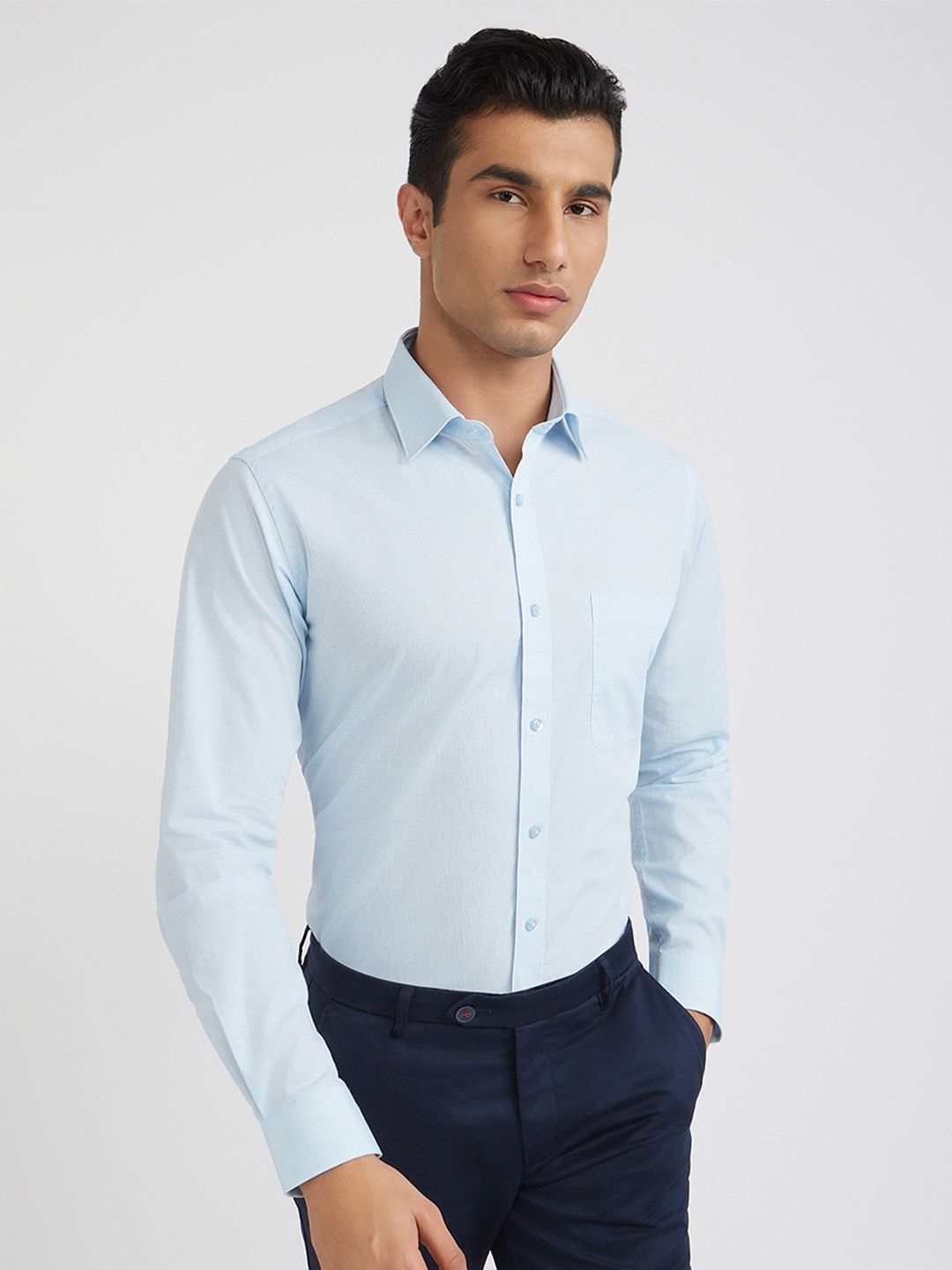 Raymond Self Design Slim Fit Pure Cotton Formal Shirt