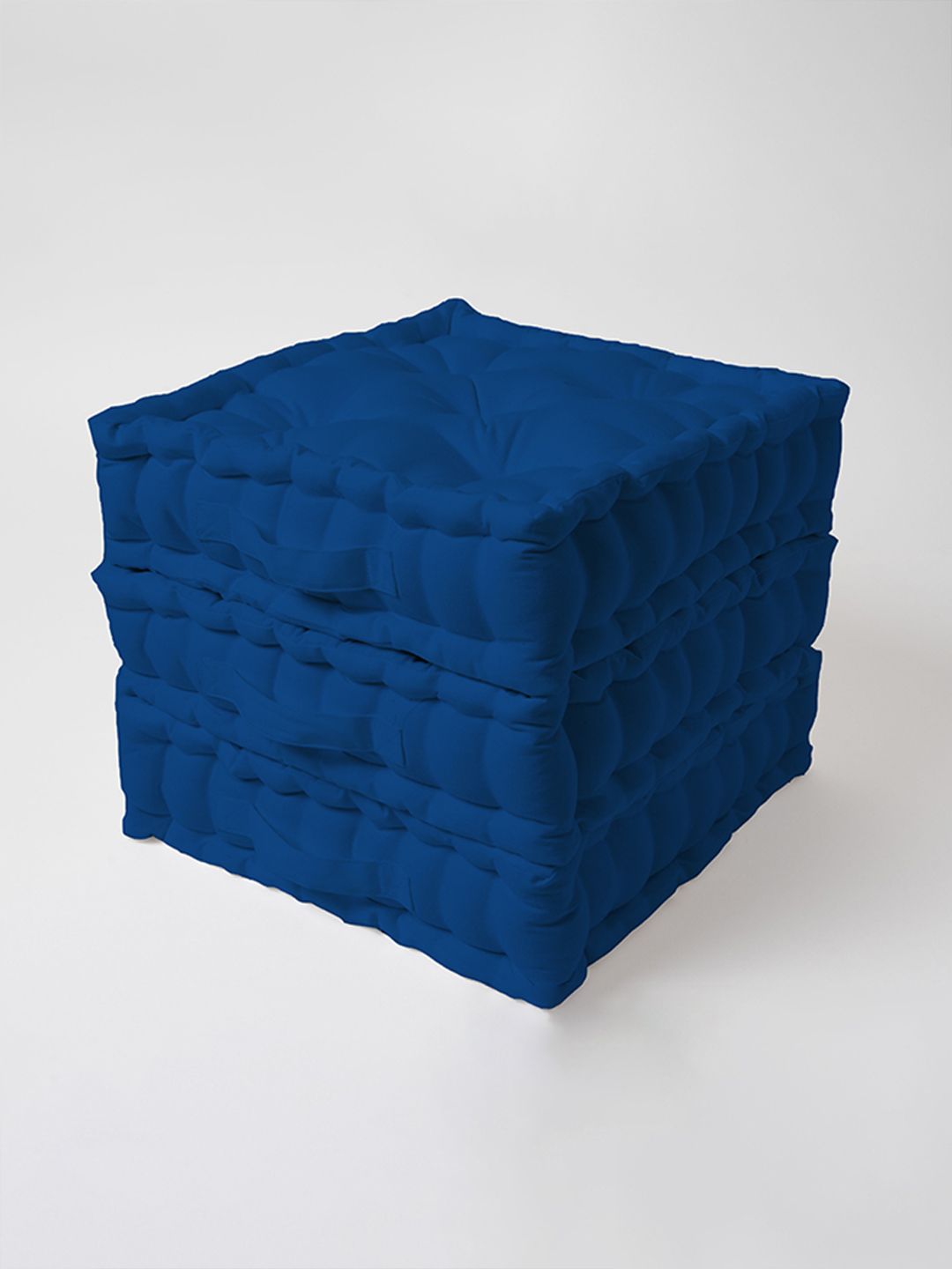 SKANDA FAB 3-pcs Blue Pure Cotton Square-Shaped Floor Cushion