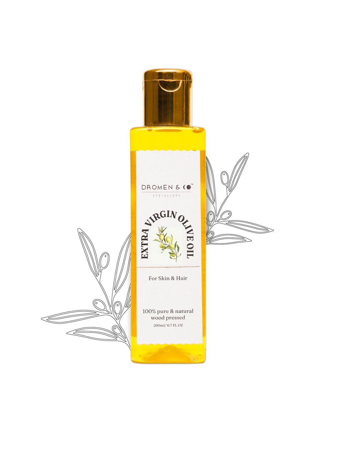 DROMEN & CO Extra Virgin Olive Oil For Skin & Hair 100% Pure & Natural Wood Pressed Oil