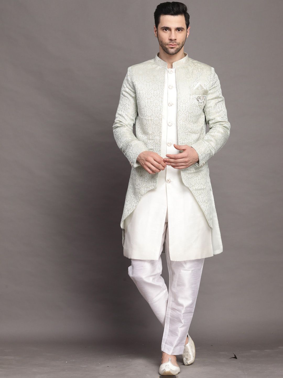 Utsav Fashion Self Design Sherwani With Kurta & Dhoti Pant
