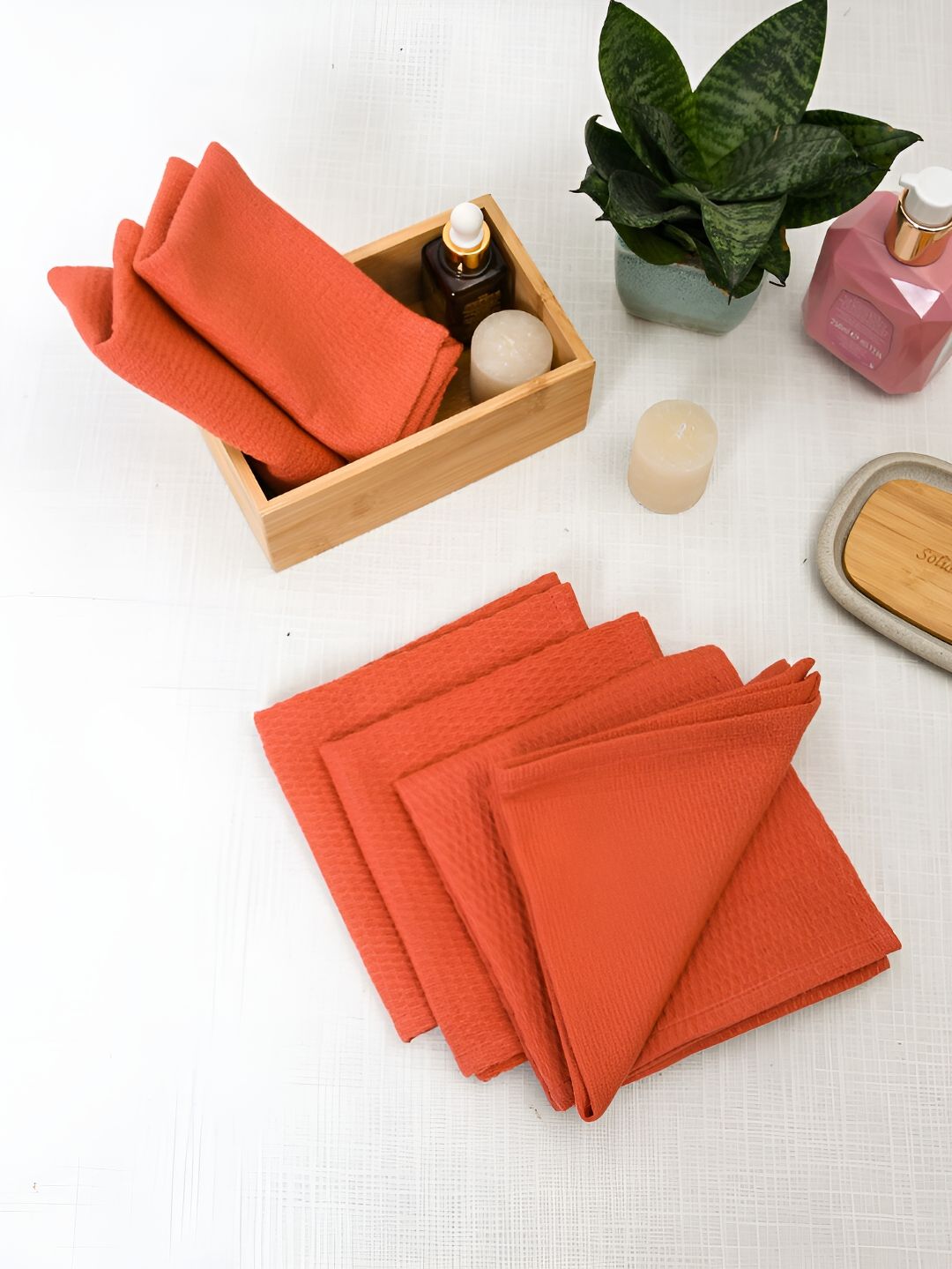Ratan Cart 6-Pcs Peach-Coloured 170 GSM Face Towels