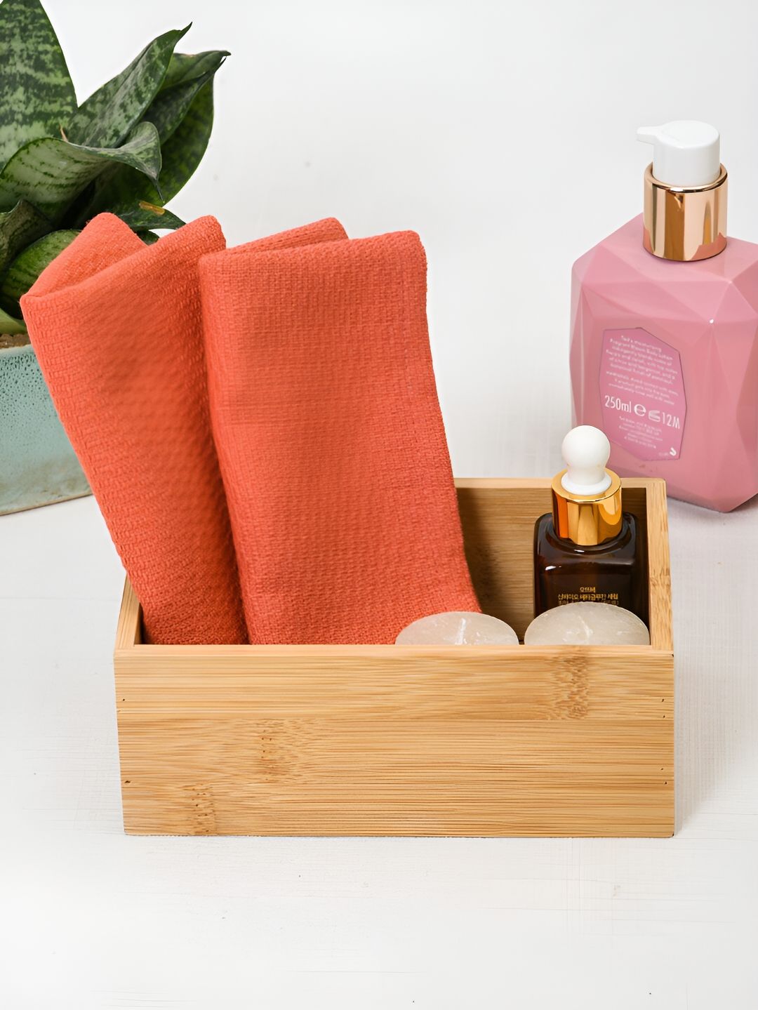 Ratan Cart 2-Pcs Peach-Coloured 170 GSM Face Towels