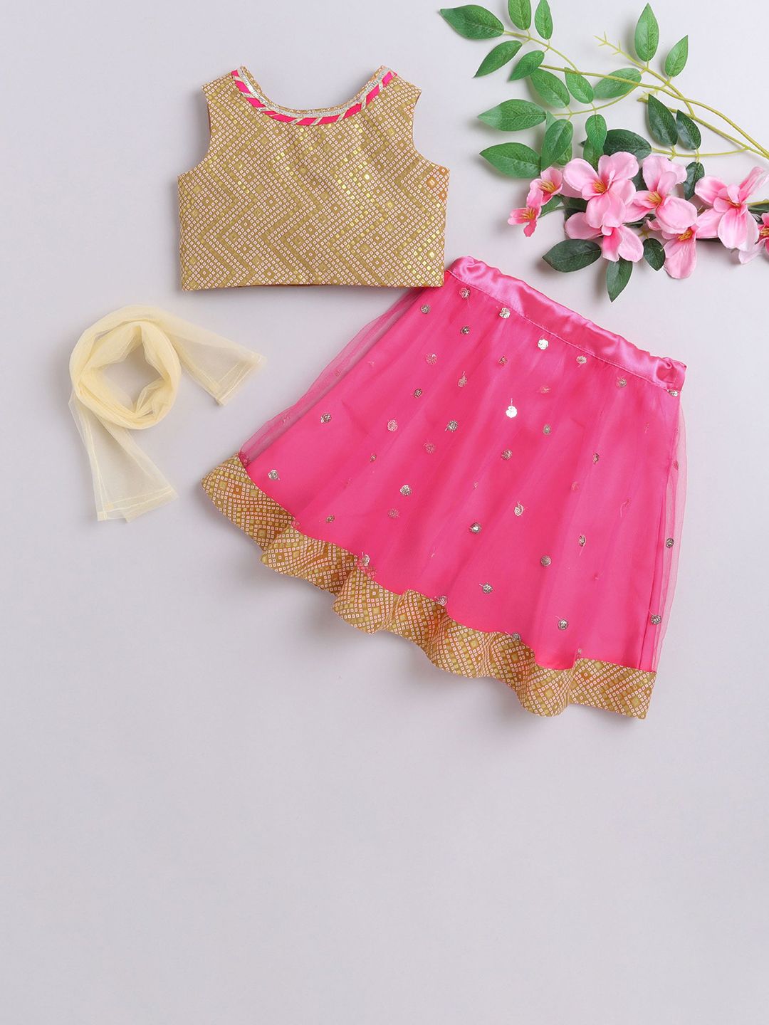 MANY FROCKS & Girls Embellished Sequinned Ready To Wear Lehenga Choli