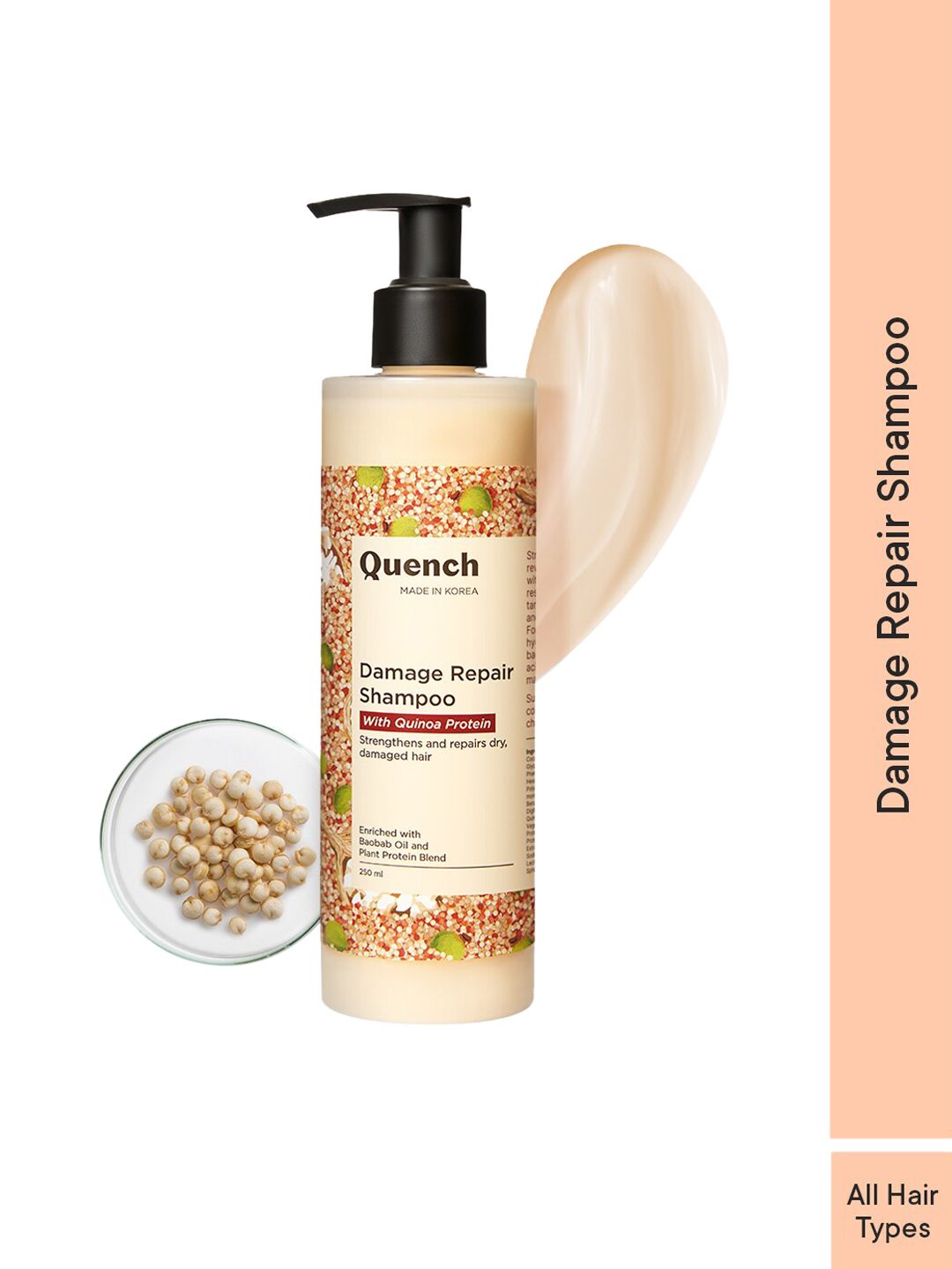 Quench Quinoa Protein Damage Repair Shampoo for Repair Dry Hair - 250ml