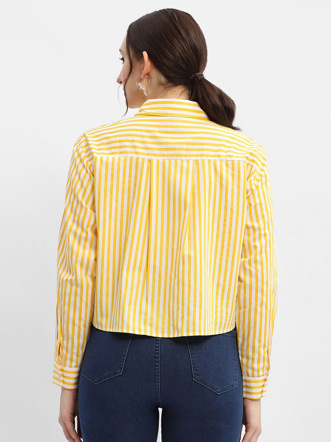 Buy Madame Vertical Striped Pure Cotton Crop Casual Shirt - Shirts
