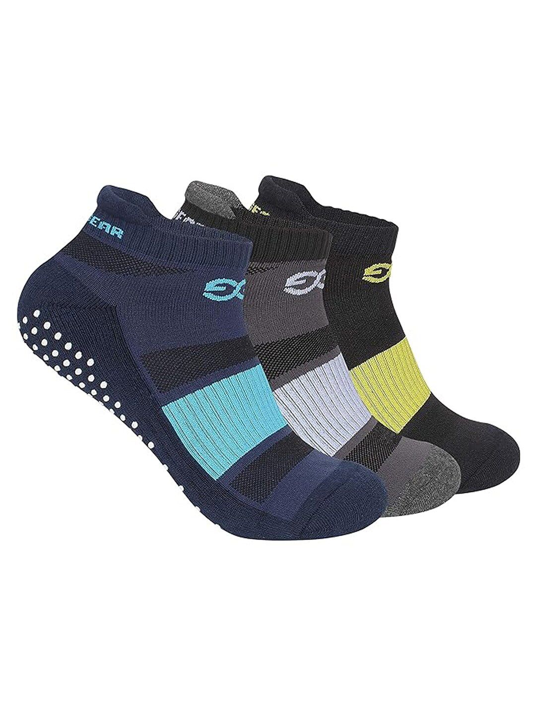 SuperGear Men Pack Of 3 Patterned Cotton Breathable Yoga Ankle Length Socks