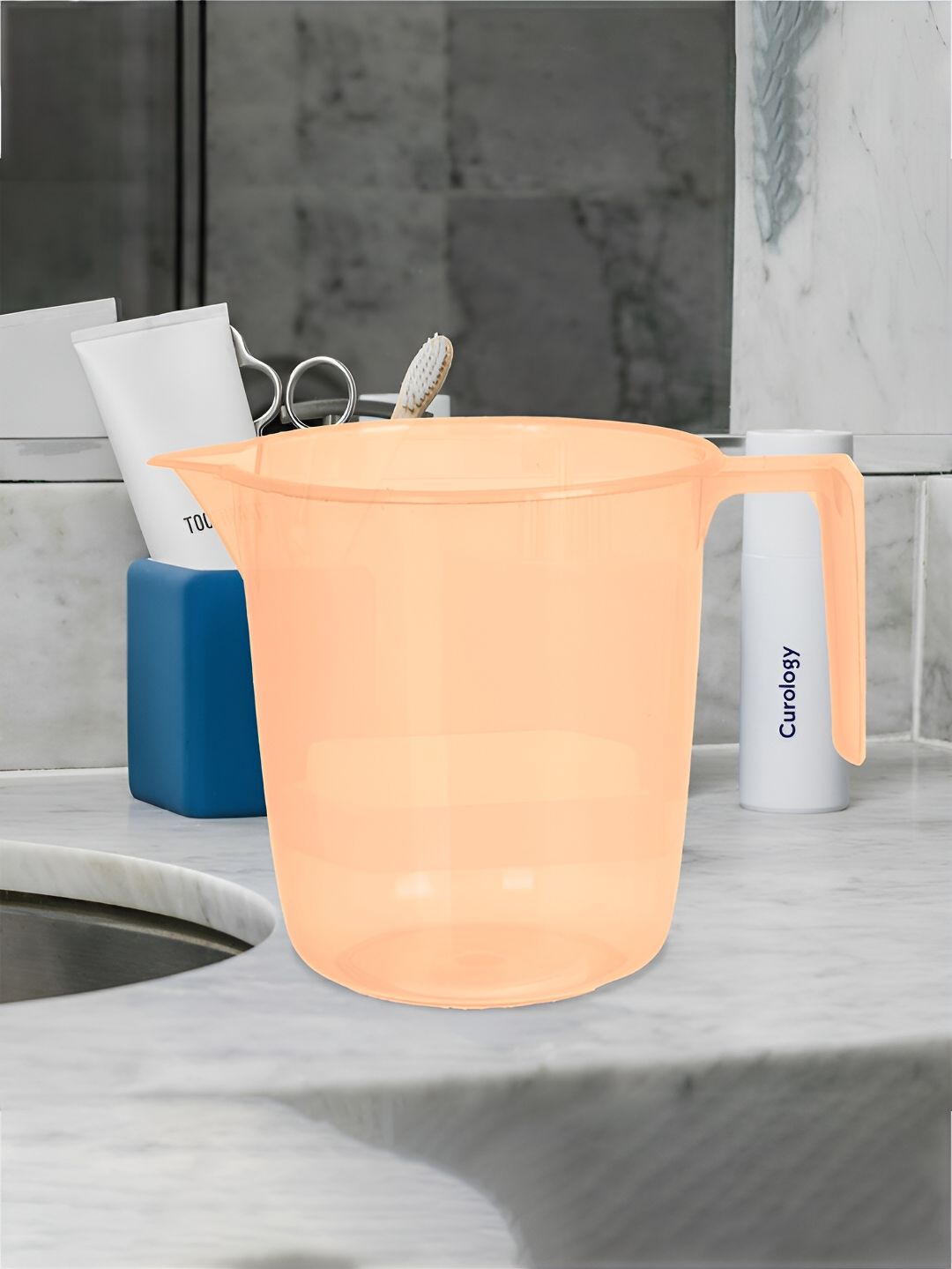 Kuber Industries Orange 5 Pieces Bath Mugs 1.1 L each