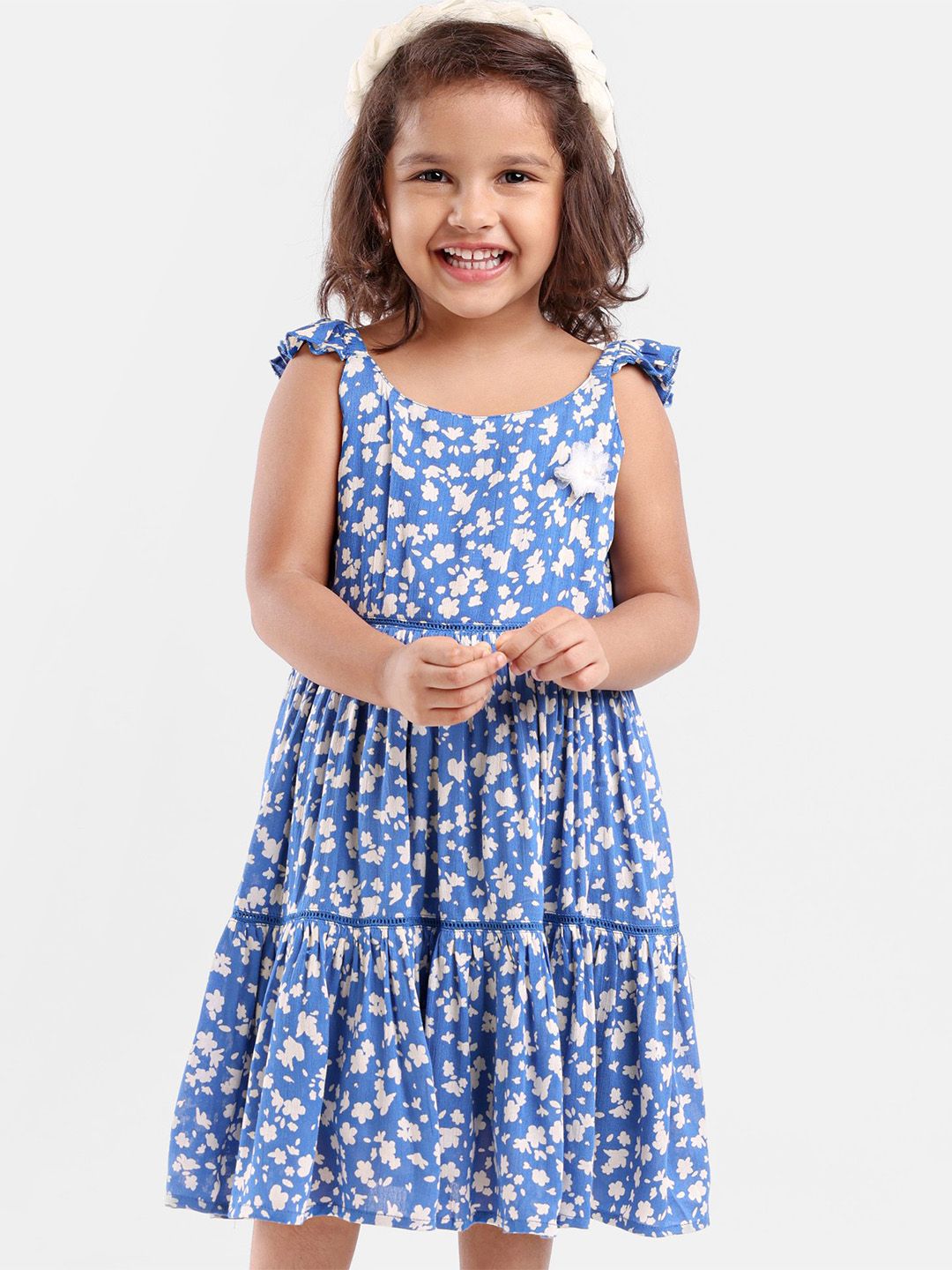 Hola Bonita Girls Floral Printed Fit & Flare Dress
