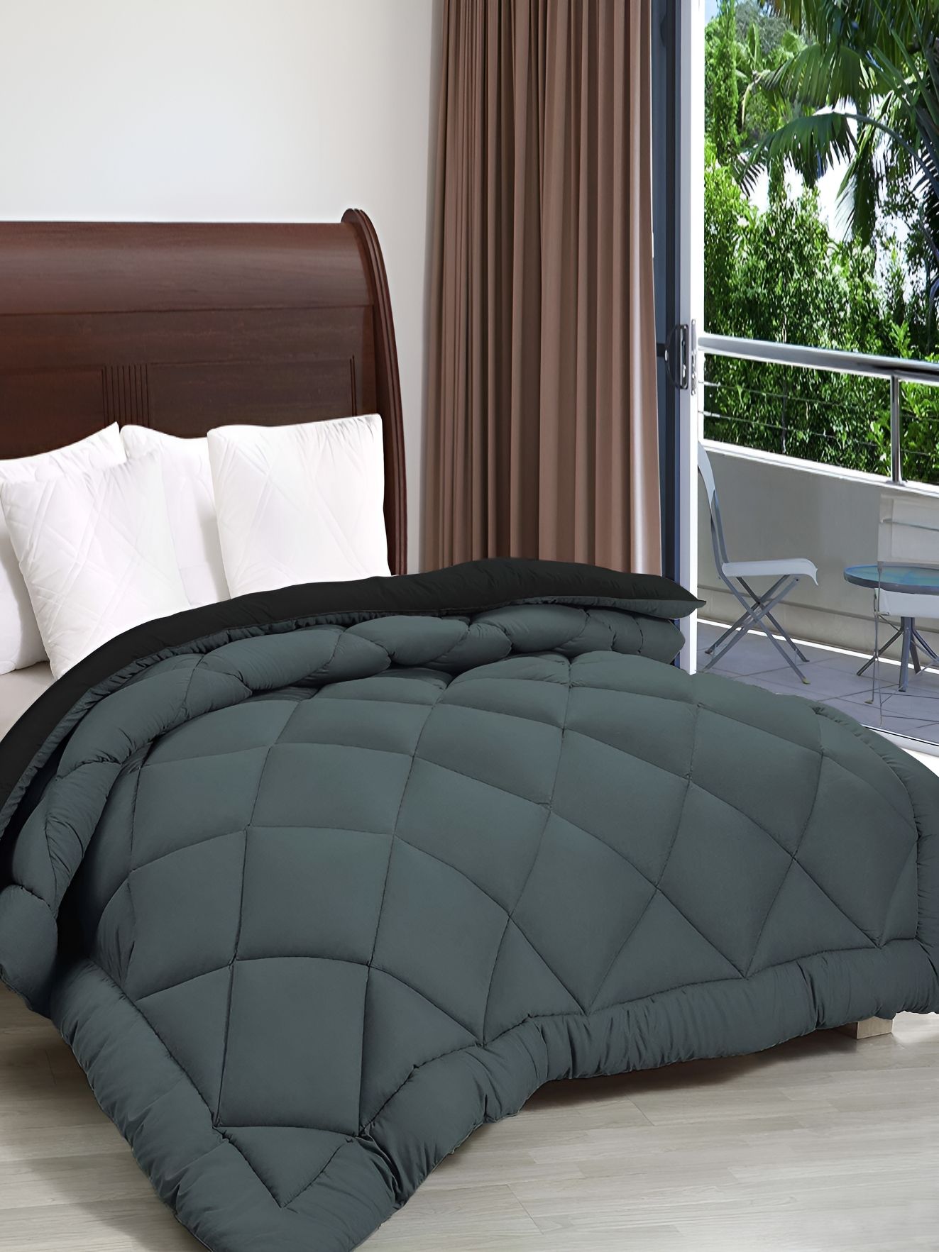 RF RELAXFEEL Black & Grey Microfiber Heavy Winter Double Bed Comforter