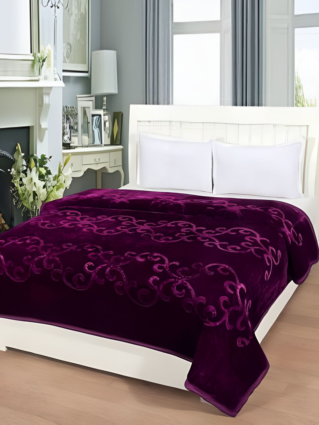 RF RELAXFEEL Purple Ethnic Motifs Heavy Winter 400 GSM Single Bed Blanket