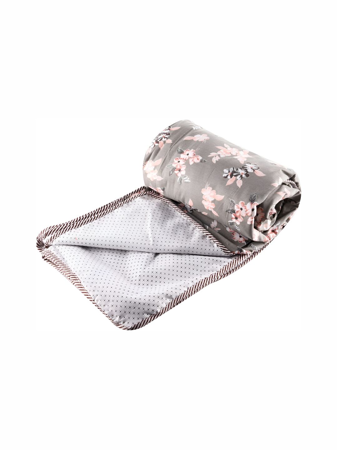 RF RELAXFEEL Grey & Peach-Coloured Floral Heavy Winter 150 GSM Double Bed Dohar