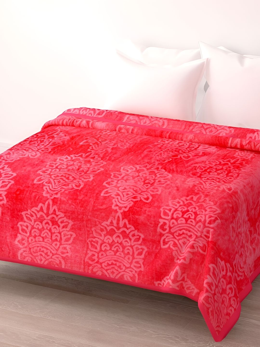 RF RELAXFEEL Pink Ethnic Motifs Heavy Winter 400 GSM Single Bed Blanket