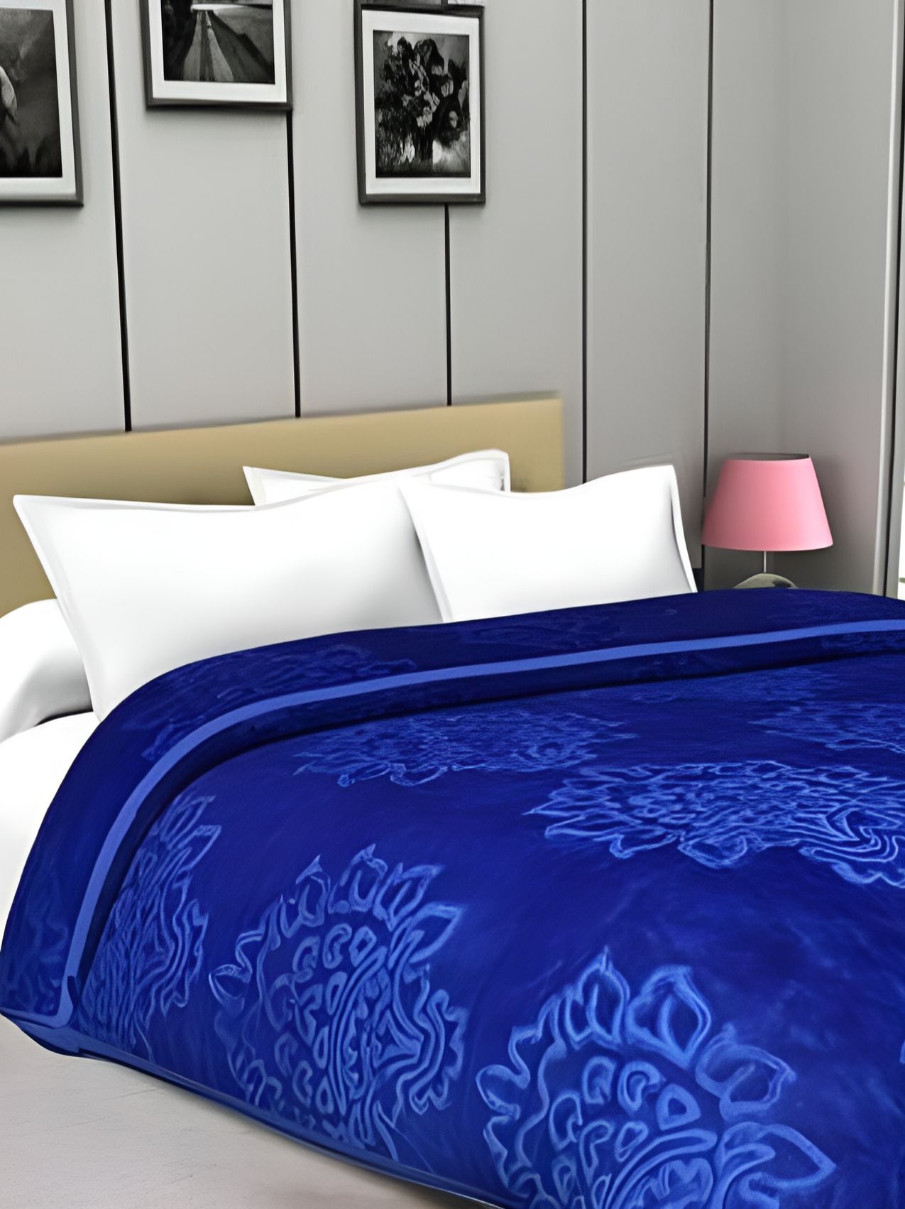 RF RELAXFEEL Blue Ethnic Motifs Heavy Winter 400 GSM Single Bed Blanket