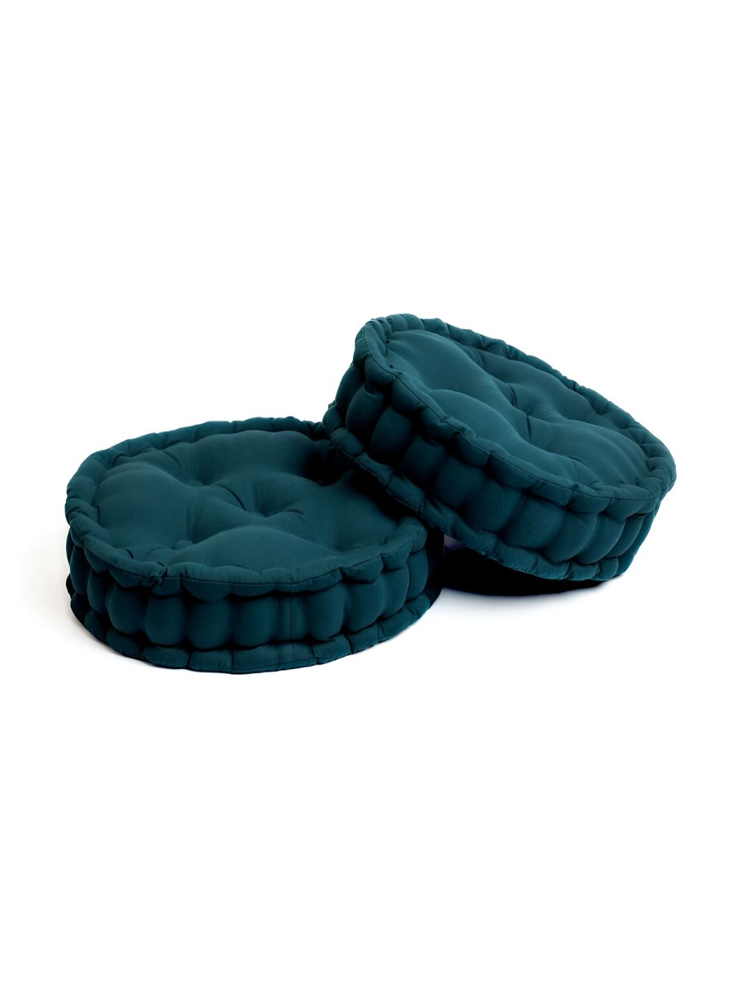SKANDA FAB Green 2 Pieces Pure Cotton Round Floor Cushions
