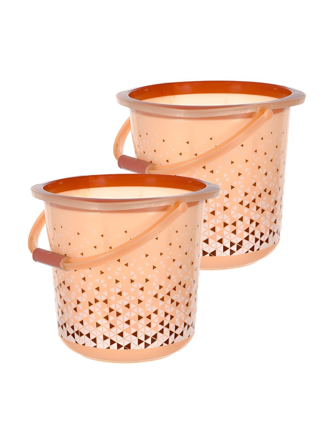 Kuber Industries Brown 2 Pieces Printed Bathroom Buckets 18 L Each
