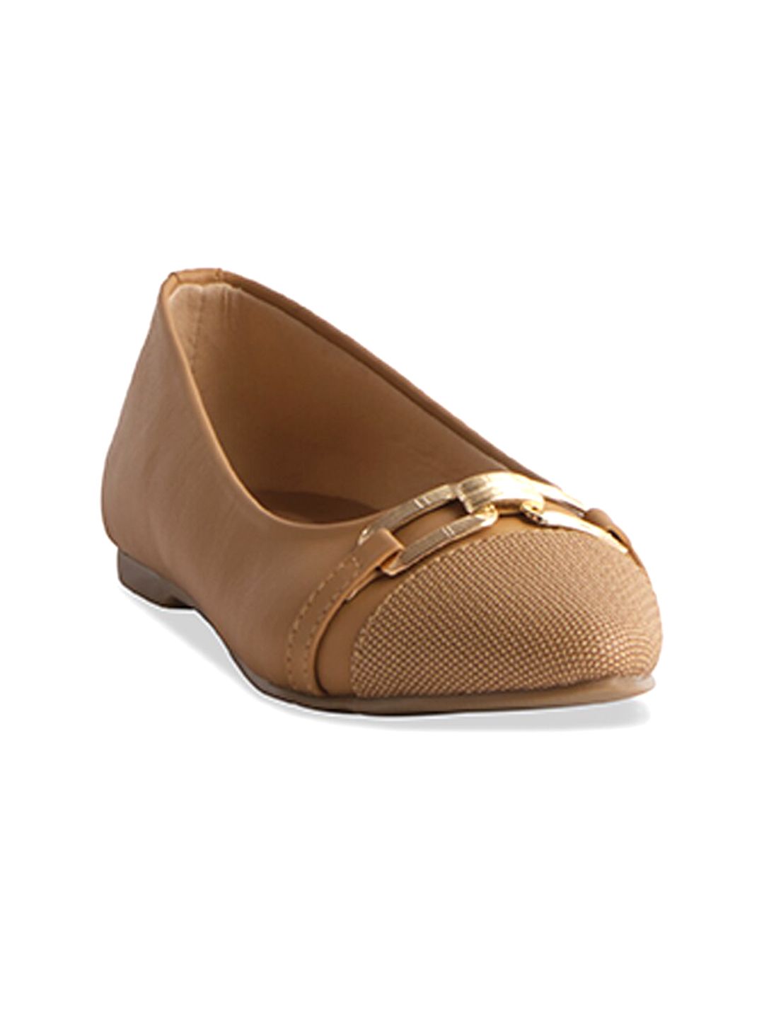 ERIDANI Textured Buckle Detailed Ballerinas