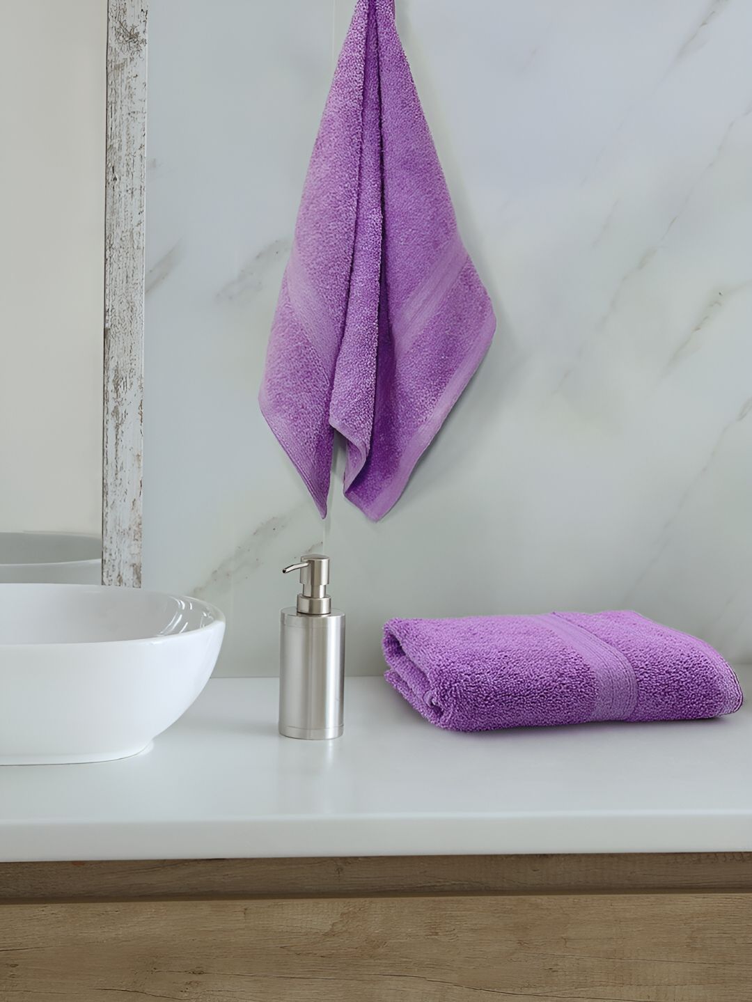 Sassoon 2-Pcs Purple 2-Pcs Pure Cotton Hand Towels