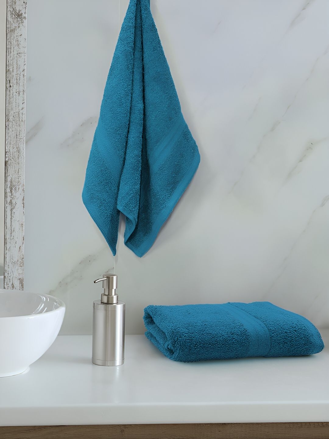 Sassoon Teal Blue 2-Pcs Pure Cotton Hand Towels