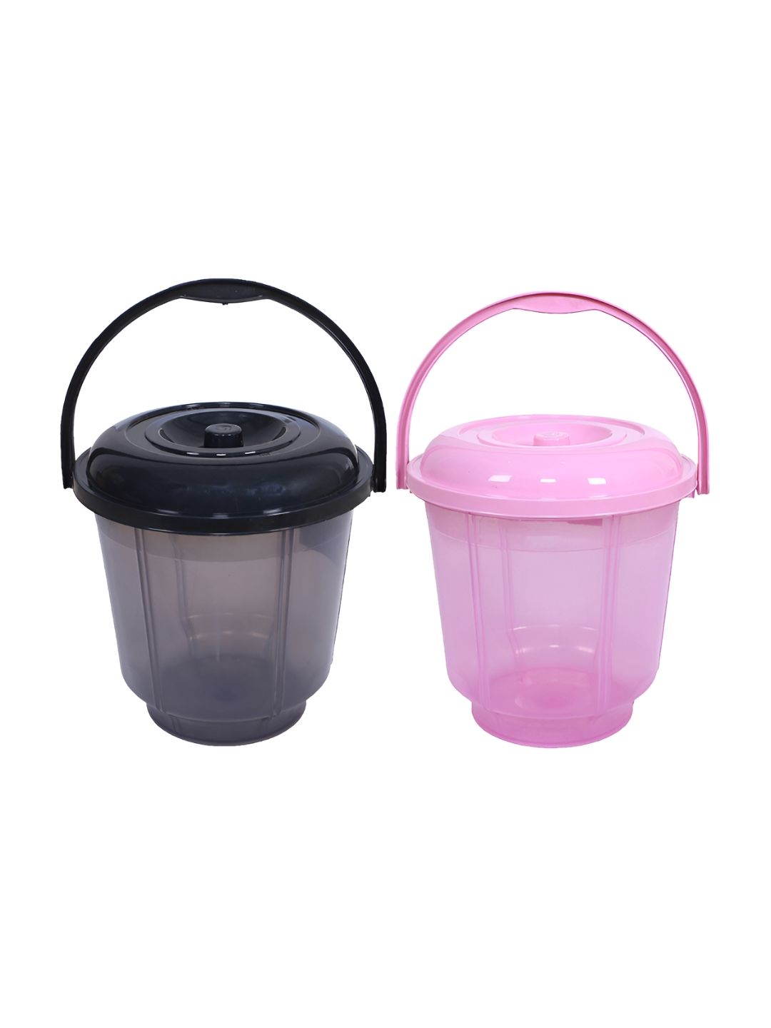 Kuber Industries Pink & Black 2 Pieces Unbreakable Bathroom Buckets 13 L Each