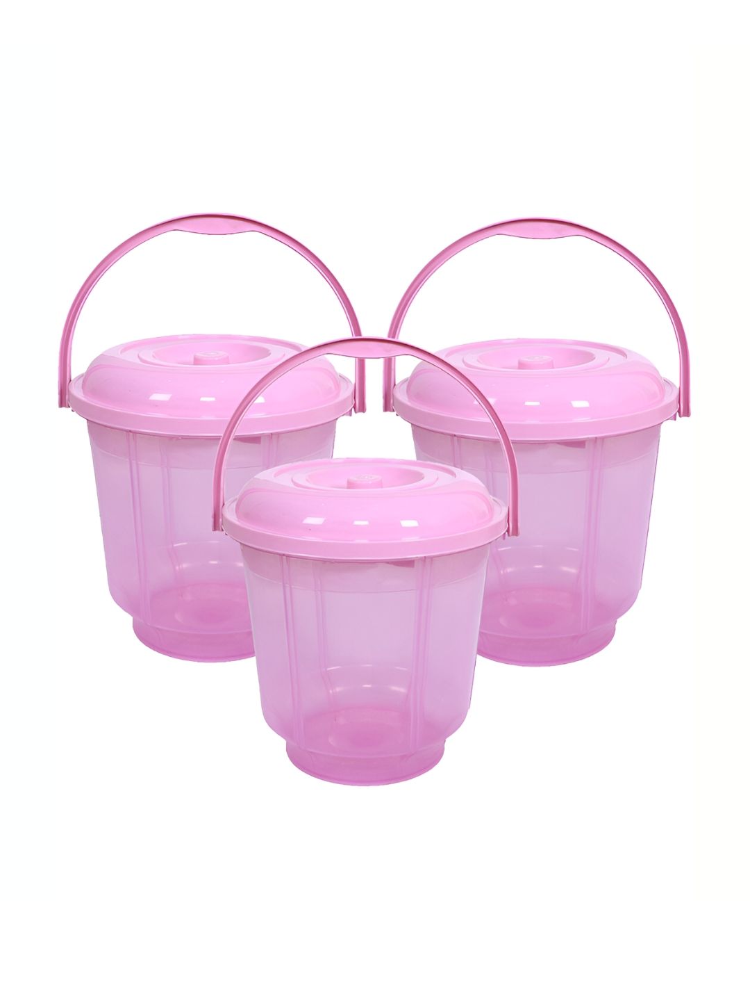 Kuber Industries Pink 3 Pieces Unbreakable Bathroom Buckets 13 L Each