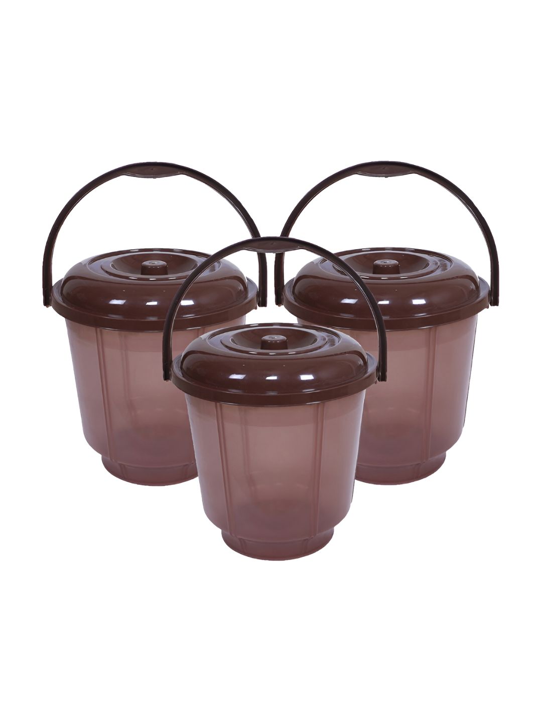 Kuber Industries Brown 3 Pieces Unbreakable Bathroom Bucket 13 L Each