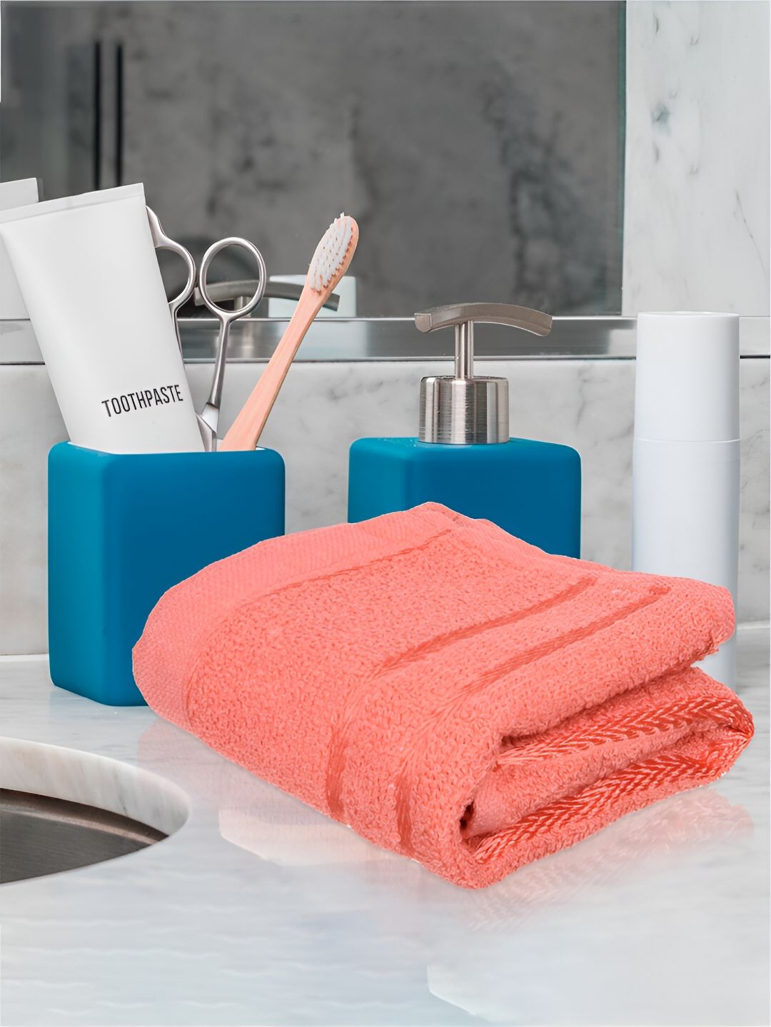 Kuber Industries Orange & Blue 4 Pieces Face Towel