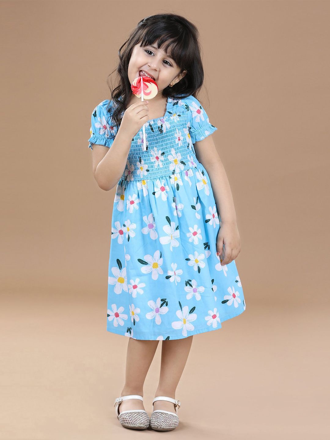 Hola Bonita Girls Floral Print A-Line Midi Dress