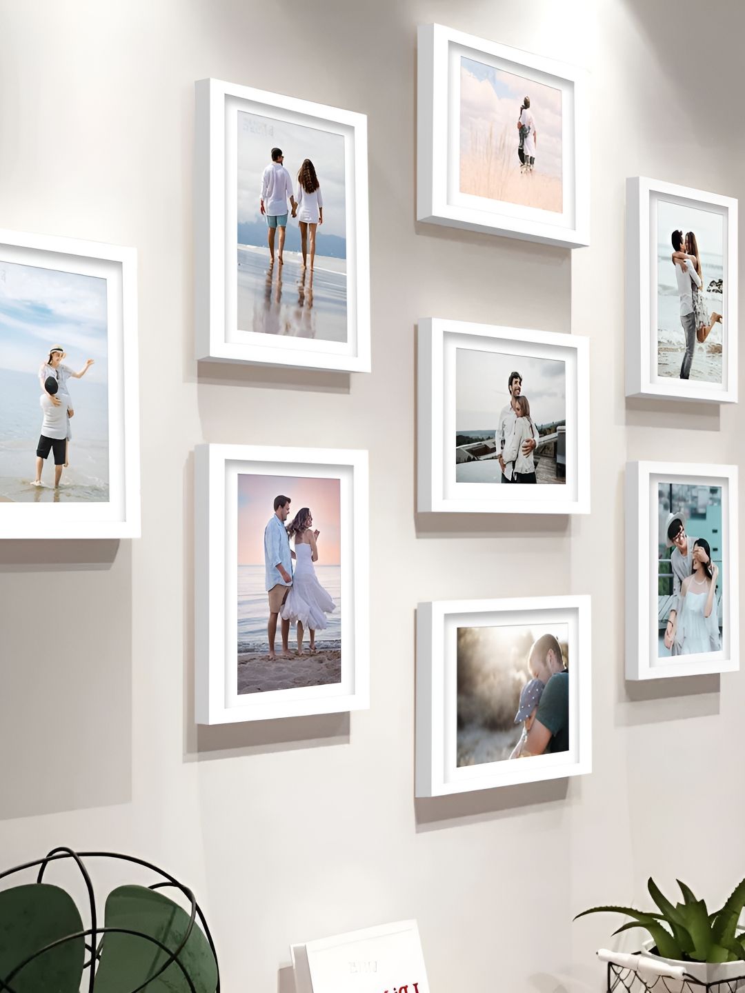 Stuthi Arts Stuthi Arts White 8 Pieces Wooden Wall Photo Frames