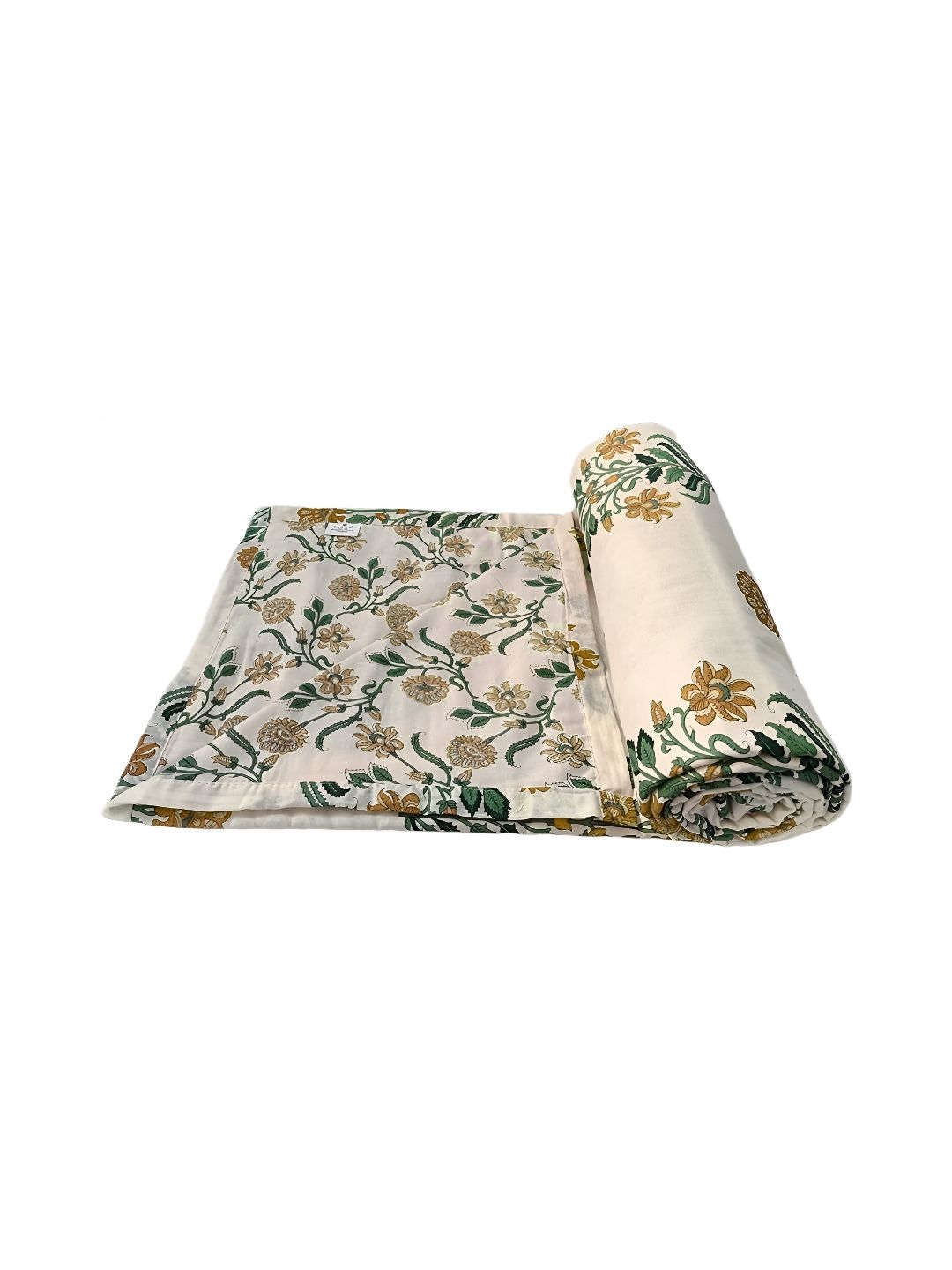 RF RELAXFEEL Beige & White Floral Microfiber Heavy Winter 150 GSM Single Bed Dohar