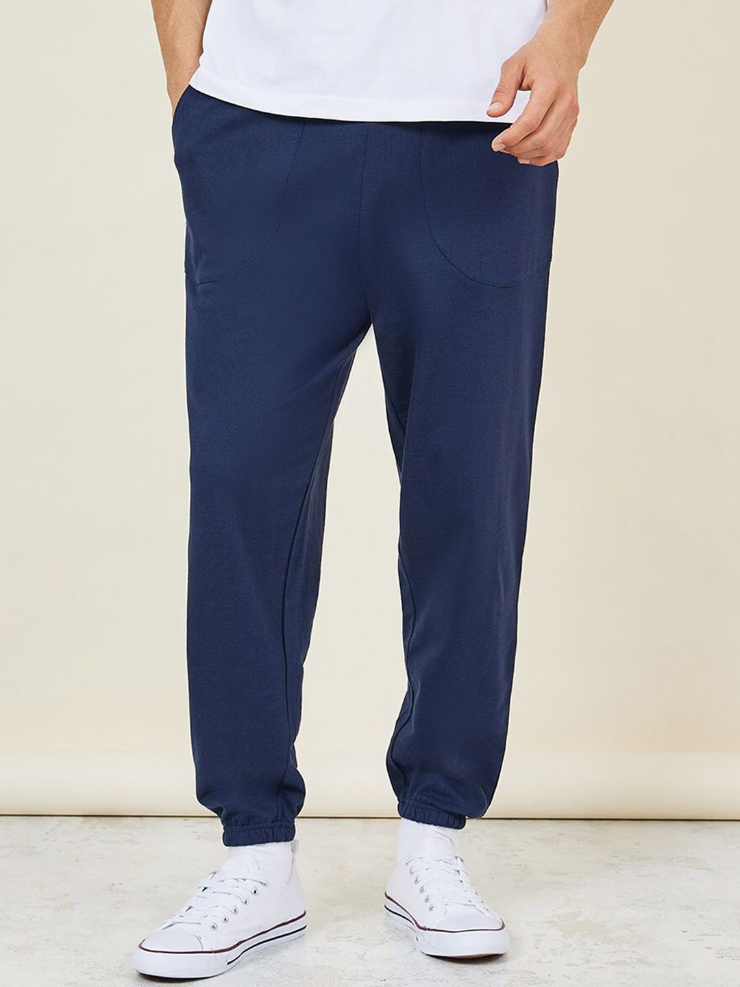 Styli Styli Men Navy Blue Earth Friendly Oversized Terry Jogger With Panel Pocket