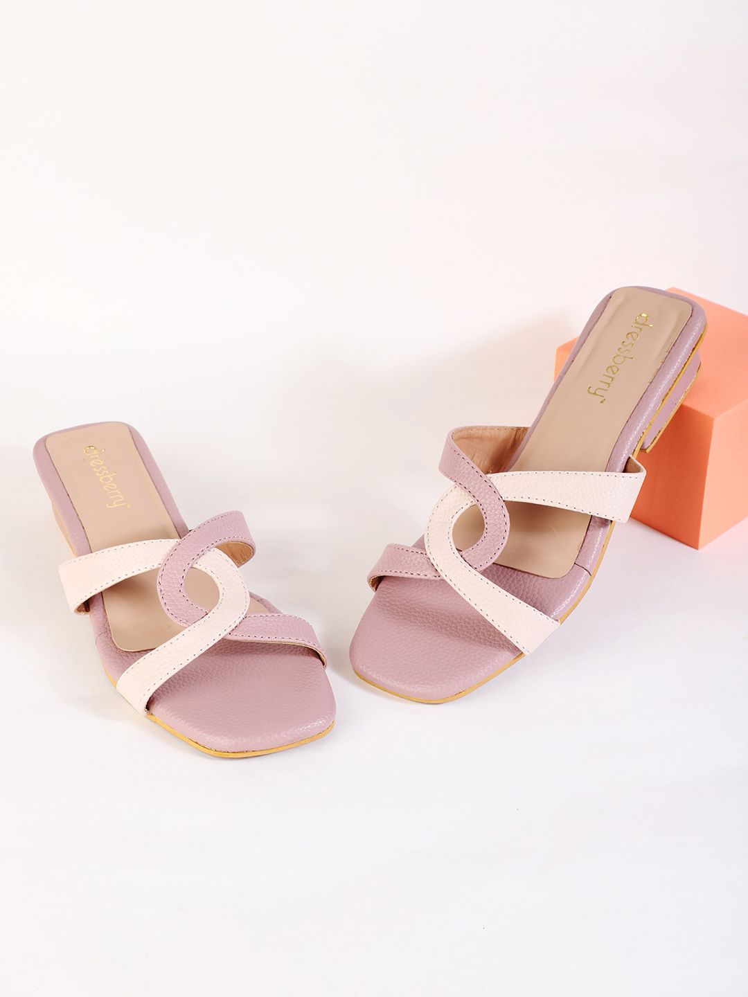 DressBerry Nude-Coloured Open Toe Block Heels