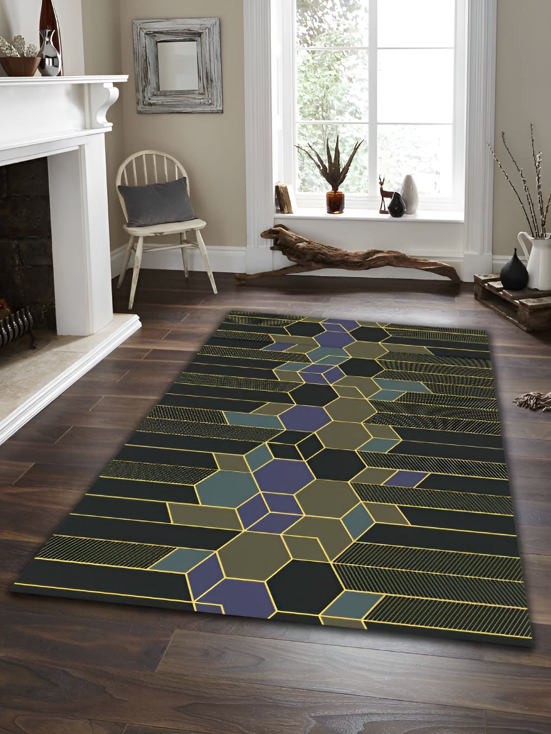 Sparrow world Lime Green Bohemian Anti-Skid Carpet