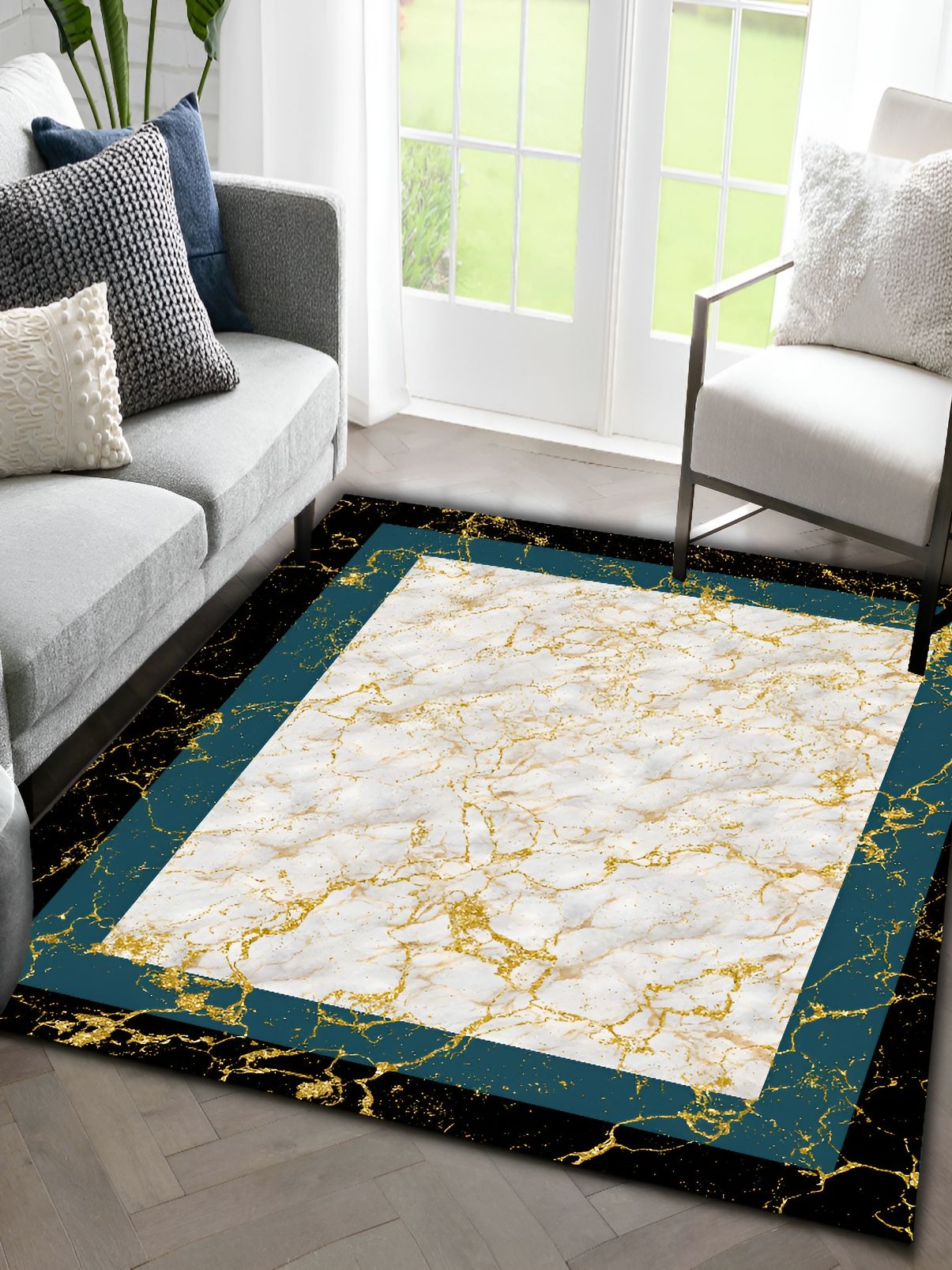 Sparrow world White Bohemian Anti-Skid Carpet