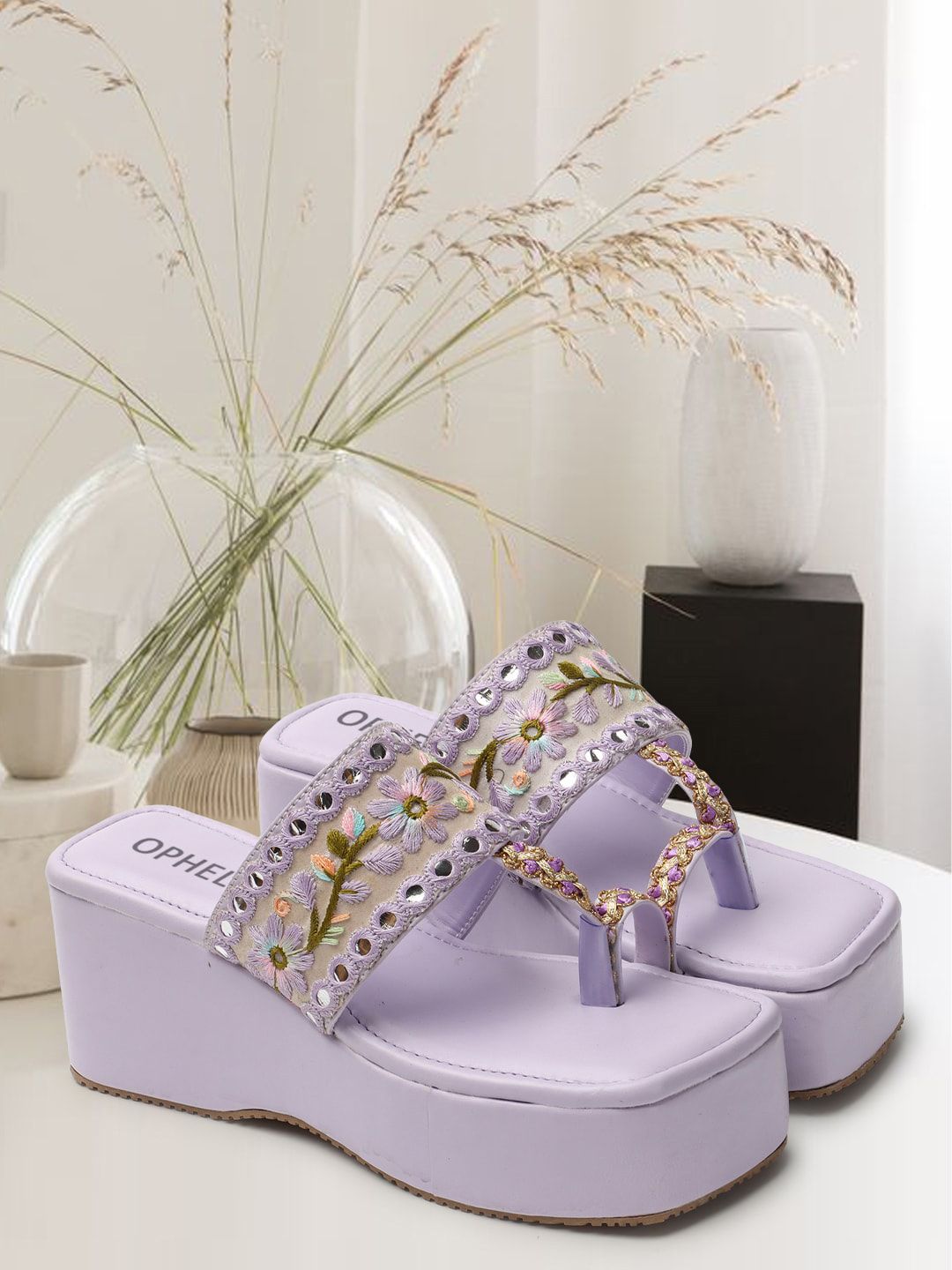 OPHELIA Embellished Open Toe Wedge Heels