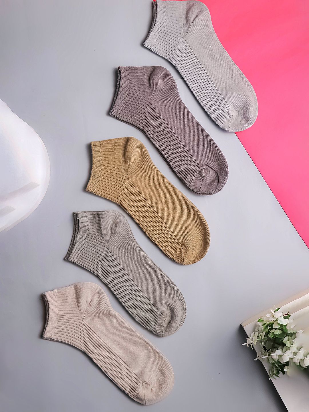 Brauch Pack Of 5 Cotton Ankle-Length Socks