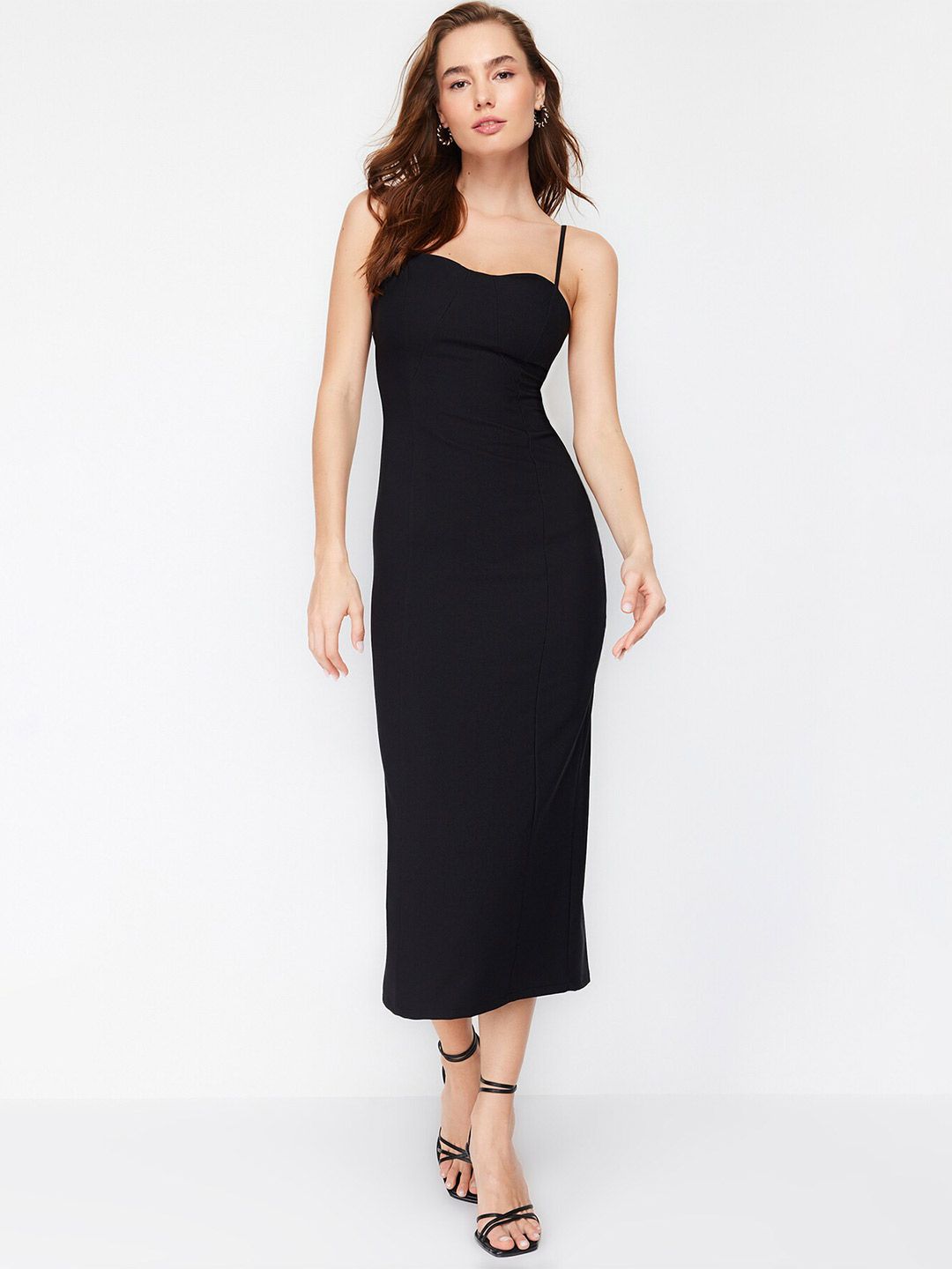 Trendyol Shoulder Straps Sheath Midi Dress